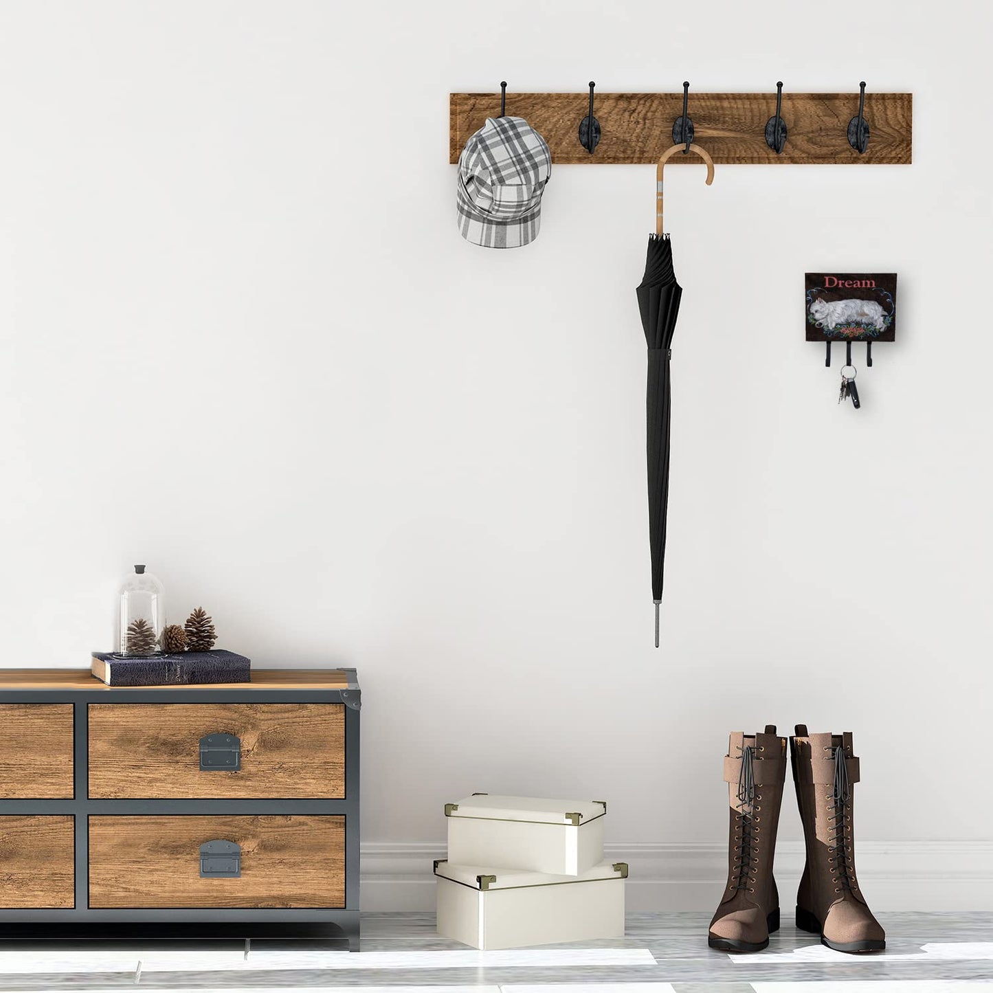 Caroline's Treasures PPP3278TH68 Westie Dream Leash or Key Holder, Wall Hooks, Key Hooks Holder, Coat Rack Wall Mount, Coat Hooks, Hooks for Hanging Keys, Towels, Aprons, Leashes,