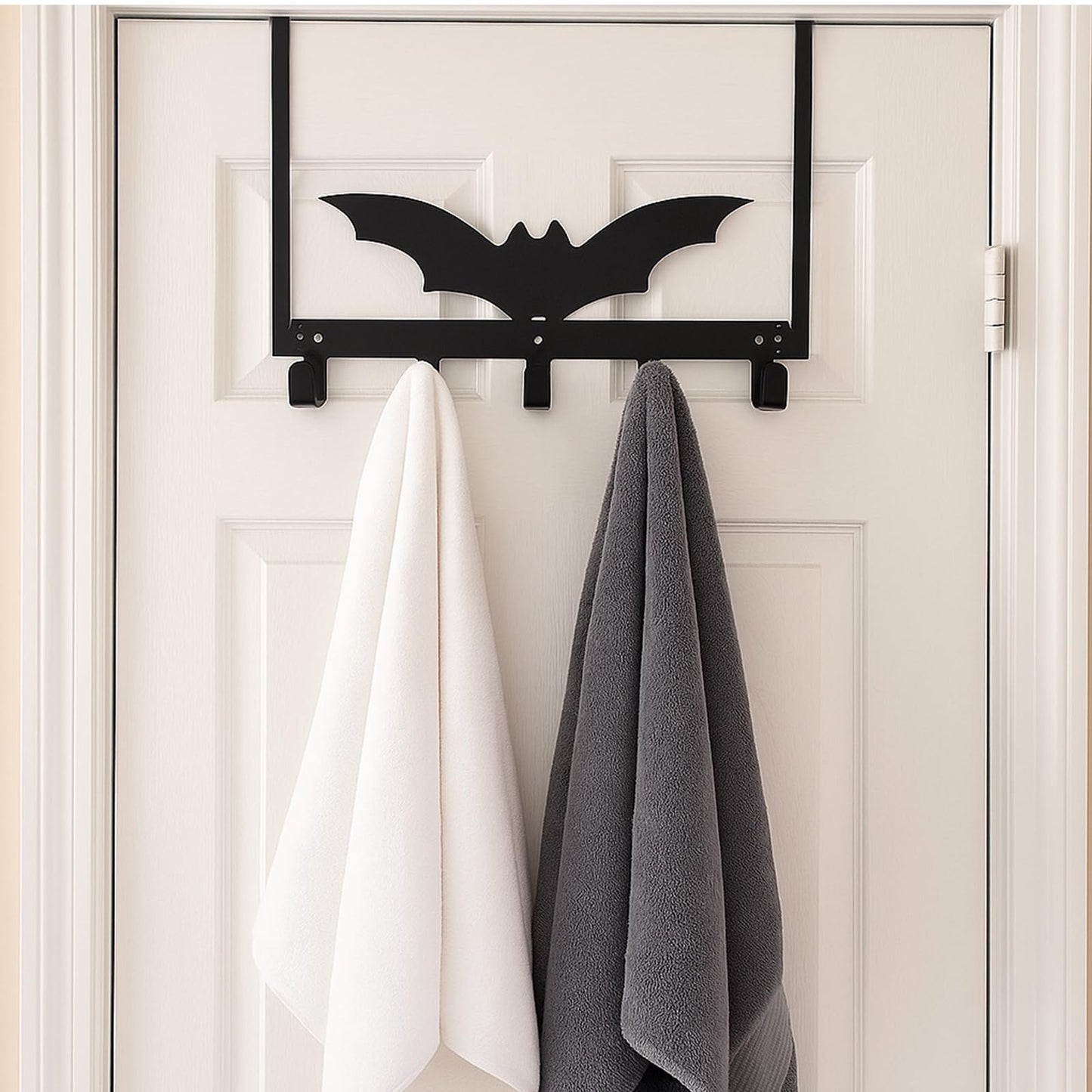 AojSup 1 Pc Bat Over The Door Hooks Halloween Gothic Bathroom Decor Hanger Wall Mount Rack Holder for Towel, Hat, Coat, Cloth, Keychain, Bag, Home Organizer