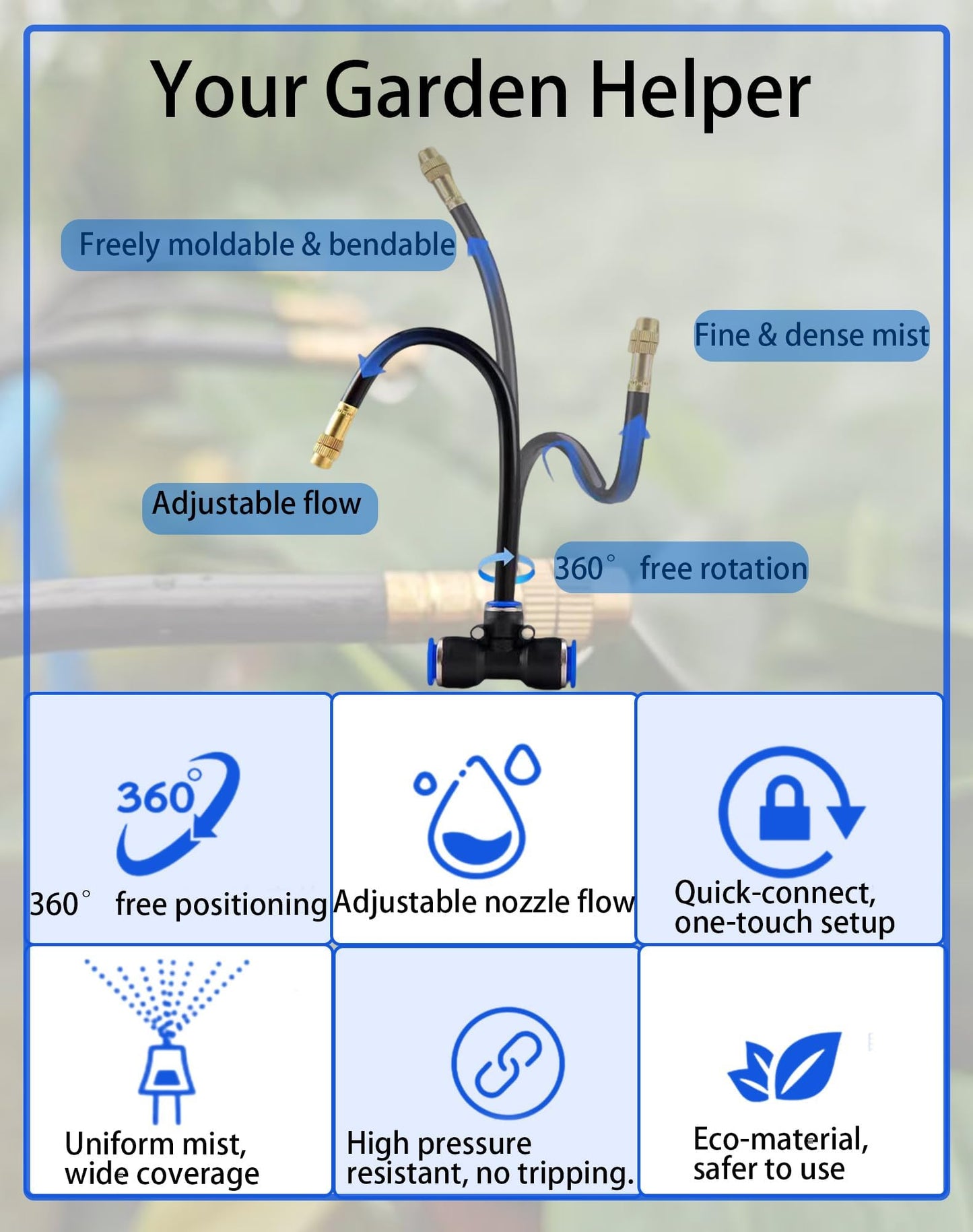 Drip Irrigation System,Automatic Garden Watering System, 360 Adjustable Mist Sprayer Nozzle, High Volume Water Flow Rotating Sprinkler Head for Garden,Patio,Potted Plants, Fine Misting to Jet Spray