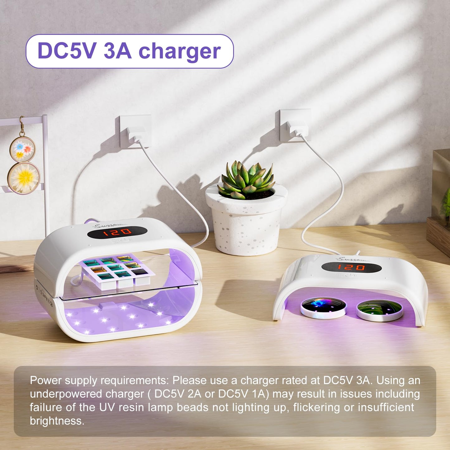 Suzzam UV Light for Resin, Large Double-Sided UV Resin Light, 2 in 1 & Split Usageable, 360° Wide Coverage & 3 Timer Settings Digital Display Screen, 36W Fast Curing for DIY Crafts