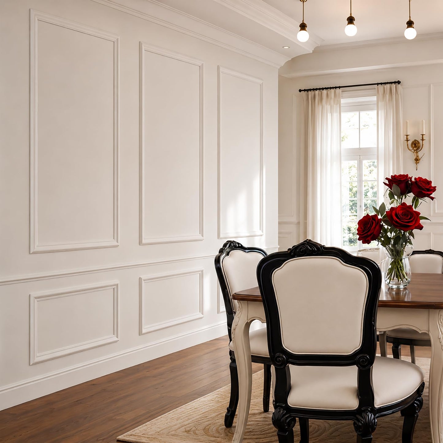 Peel and Stick Wall Molding Kit,6 Sets Pre-Cut Wainscoting Panels for Interior Wall Moulding Decor,Pre Made Wainscoting Wall Panel for Home Decoration Accent Wall (24x54in)