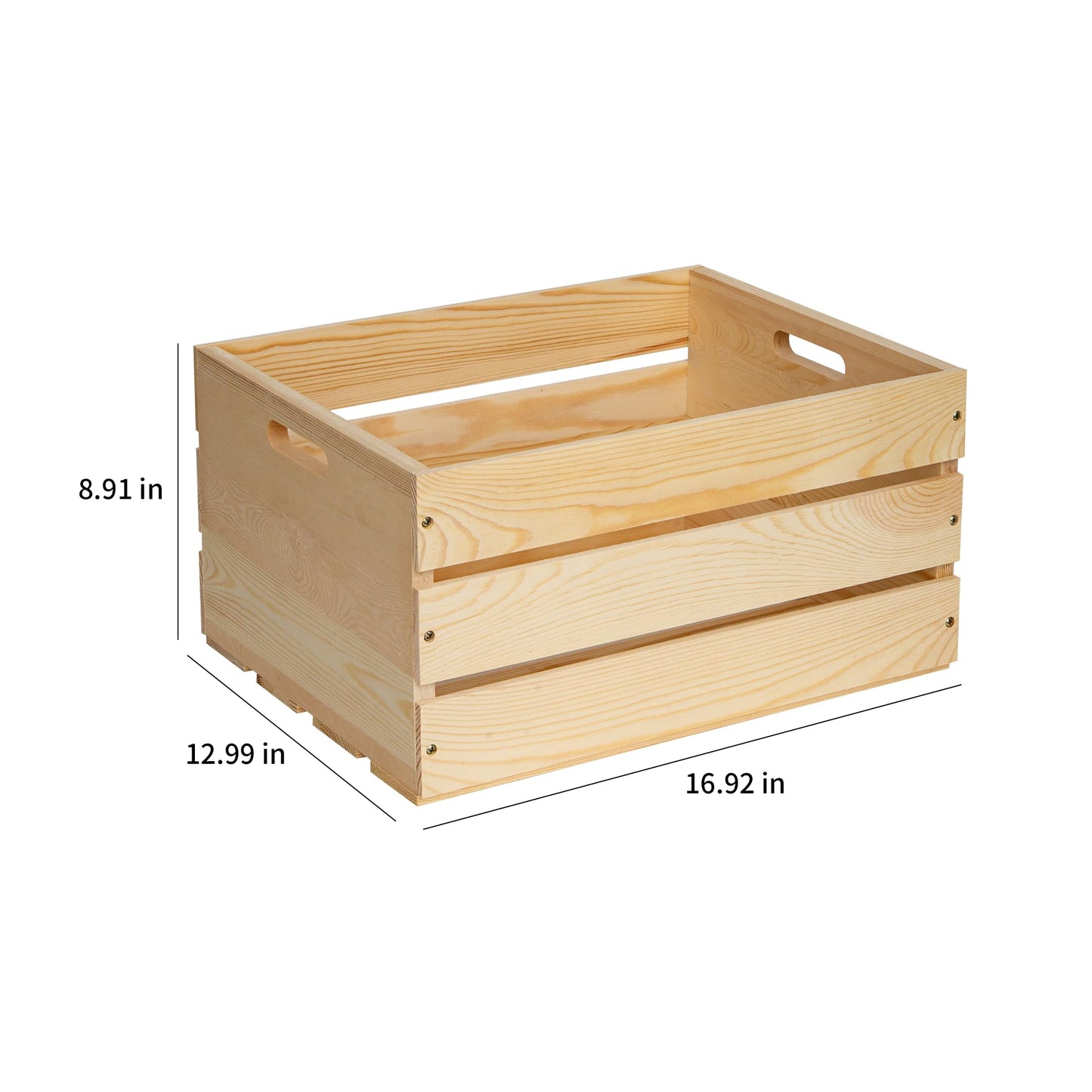 FORBRADS 1 Piece Large Pine Wood Crates For Storage, Unfinished Natural Wooden Crates, 17" x 13" x 8.9"