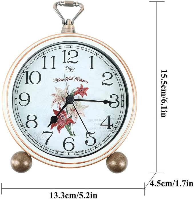 Maxspace Classic Vintage Clocks - Elegant and Decorative Analog Clock,Silent Non-Ticking Clock with Distressed Metal Frame for Office, Living Room or Bedroom