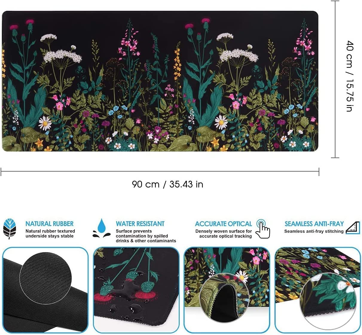 iCasso Compatible with MacBook Air 13 Inch Case 2021-2018 Release A2337 M1/ A1932/A2179,Extended Gaming Mouse Pad (35.4x15.7 in), Desk Mat, Large Stable Rubber Base Mousepad with Stitched Edge, Weed
