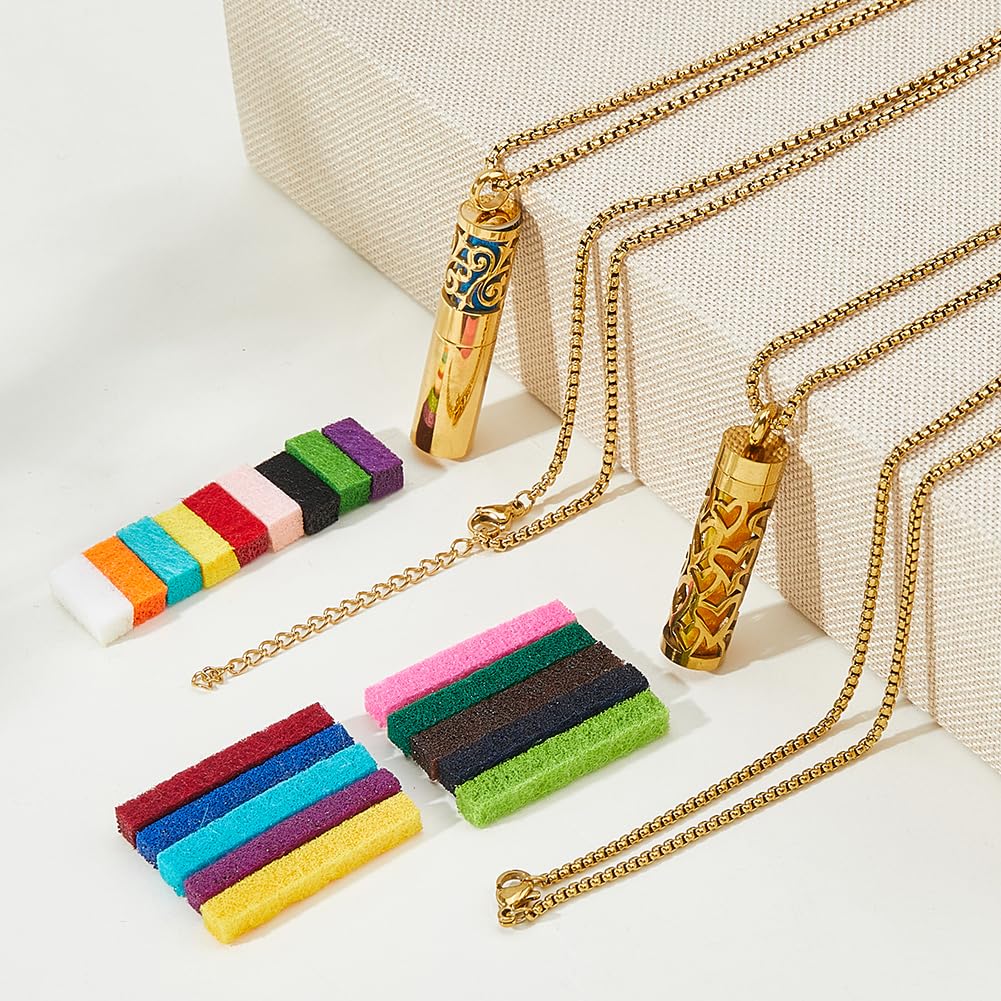 SUPERFINDINGS 2Pcs Essential Oil Necklaces Aromatherapy Necklaces Diffuser Perfume Pendant Necklaces with 20 Felt Pads Diffuser Locket Necklace Essential Oil Jewelry Gift for Men Women Birthday
