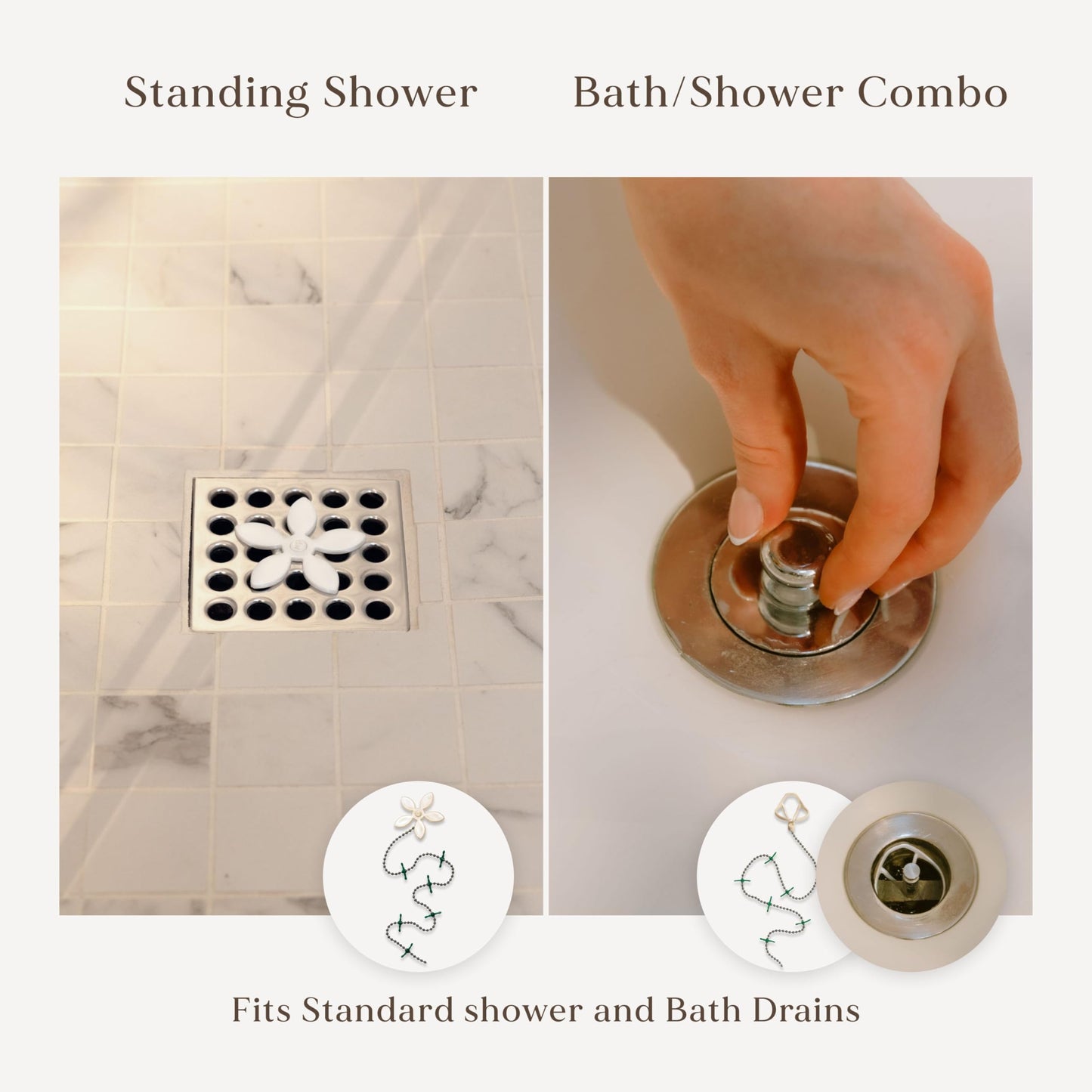 DrainWig Shower Drain Hair Catcher – Disposable Bathroom Hair Trap, Easy to Install in Shower Drain Cover, Helps Prevent Clogs – As Seen on Shark Tank - Silver Flower (12-Pack)