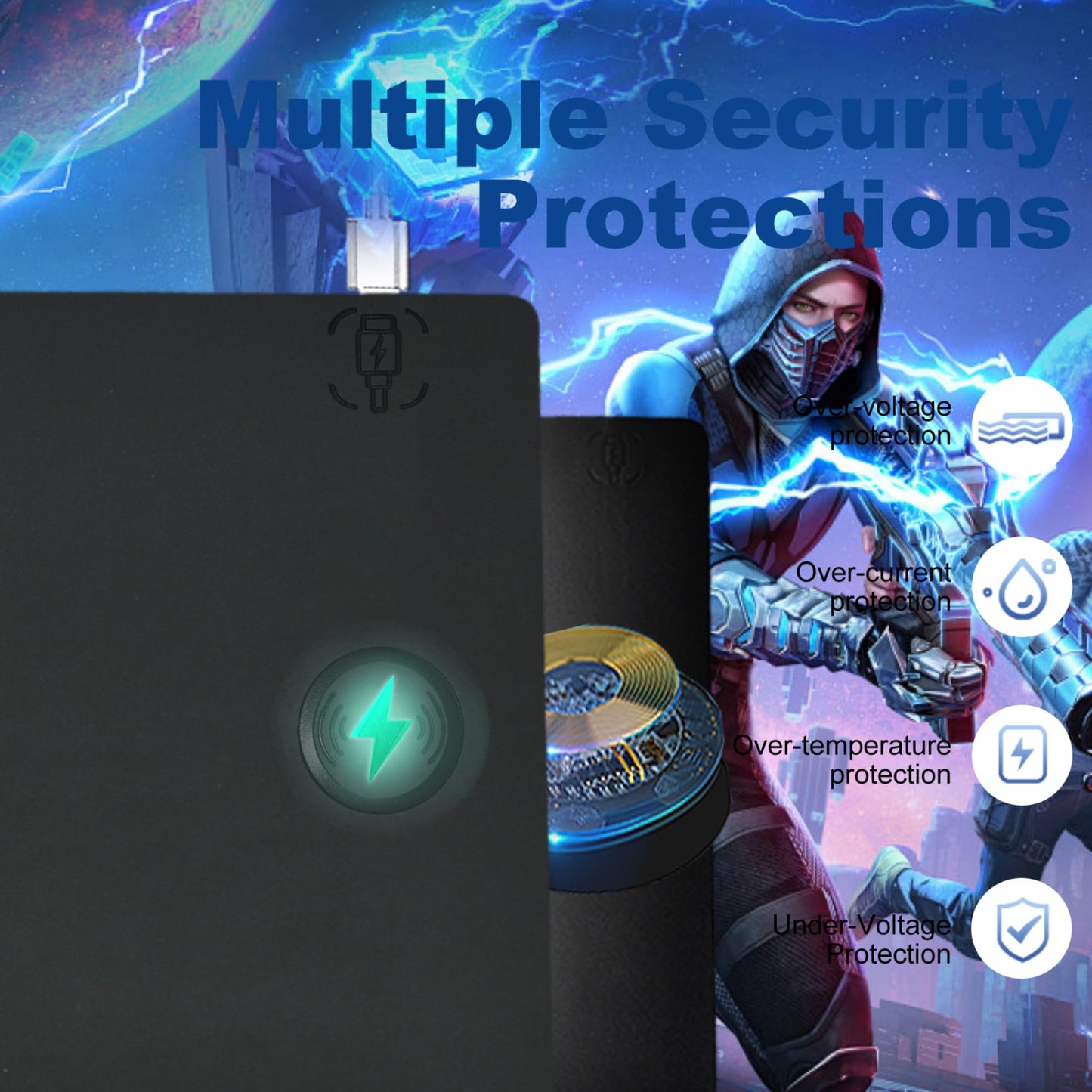Desk Mat with Wireless Charging, Black Mouse Pad with Wireless Charger, Desk Pad Matt for Desktop, Mousepad Gaming Large Mouse Pad, Leather Compute for Keyboard and Mouse, 32" x 16"