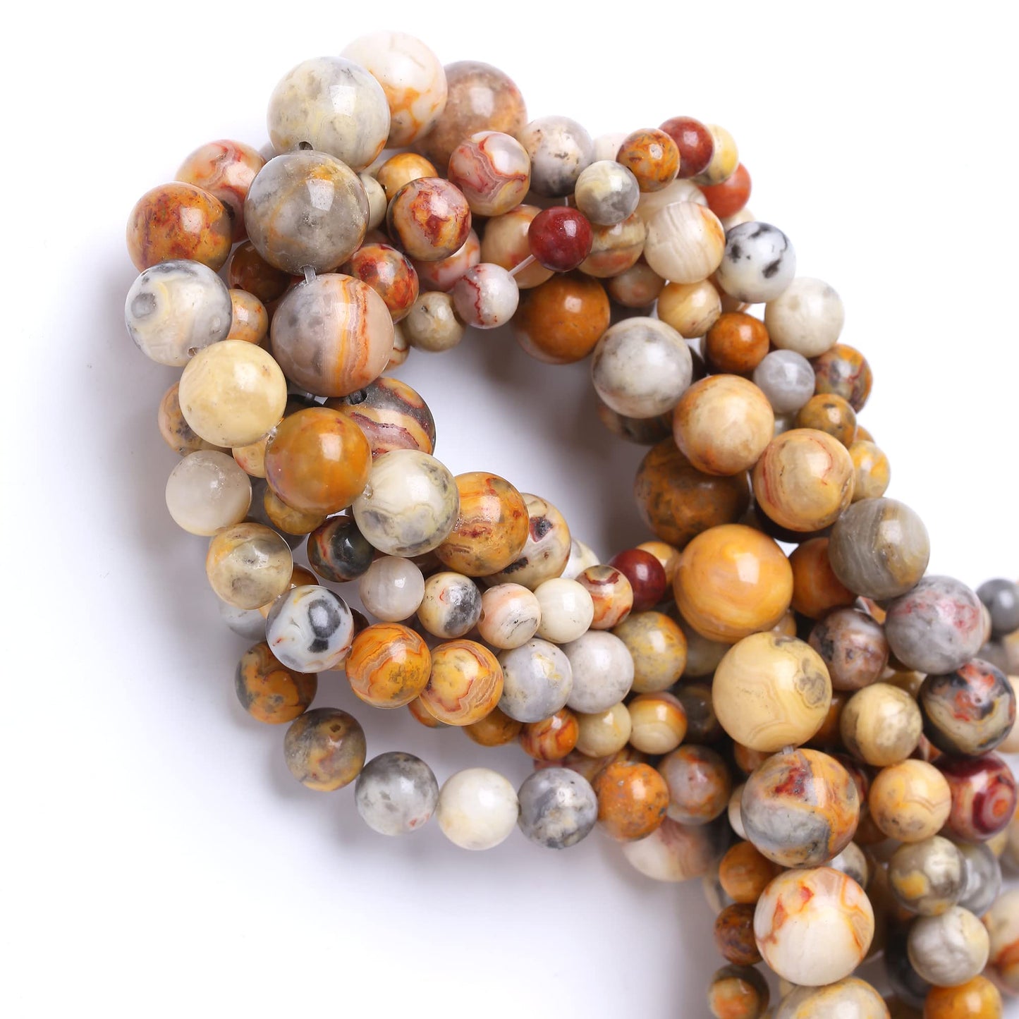 10MM Crazy Lace Agate Round Loose Beads Natural Gem Beads Crystal Energy Stone Beads for Jewelry Making DIY Bracelet Necklace