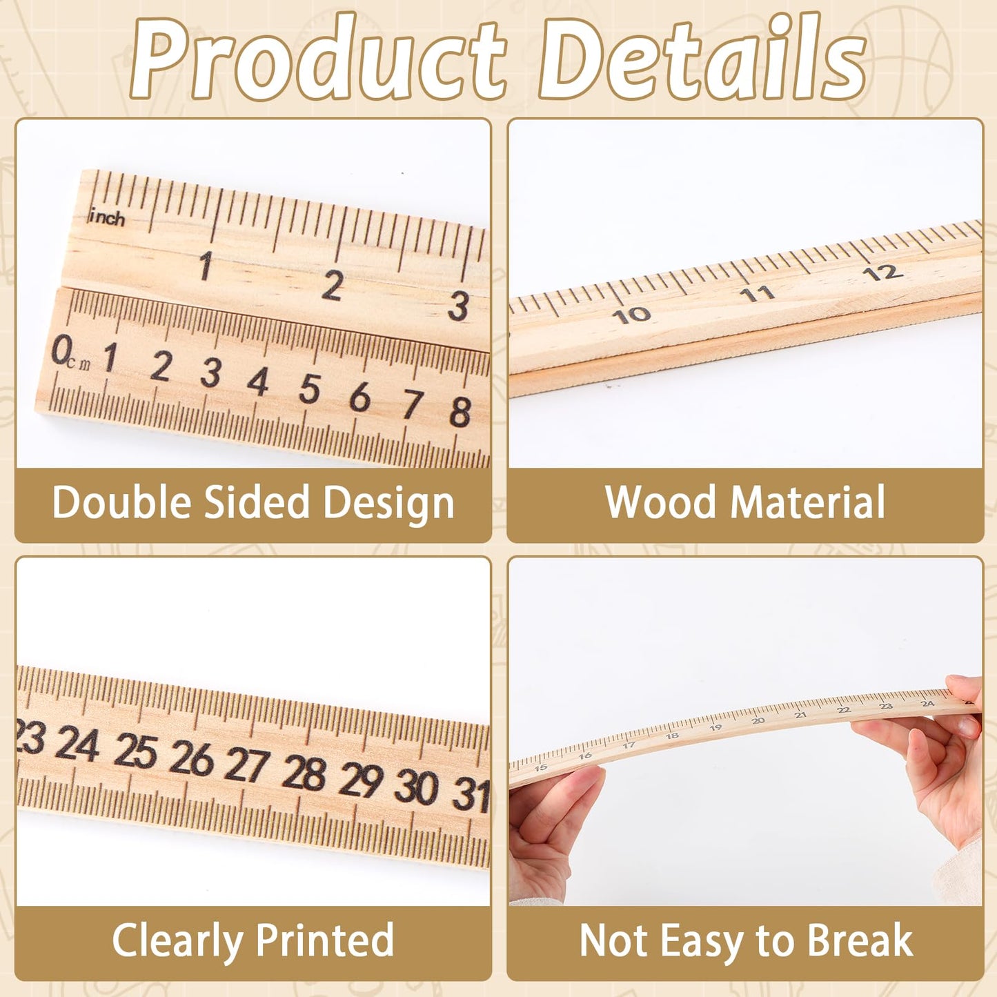 gisgfim 12 Pack 39 Inches Wood Double Sided Meter Stick Yard Stick Wood Economy Meterstick Wooden Ruler 100 Centimeters Measuring Yardstick Bulk School Classroom Home Office Kid Measuring Tailor Craft