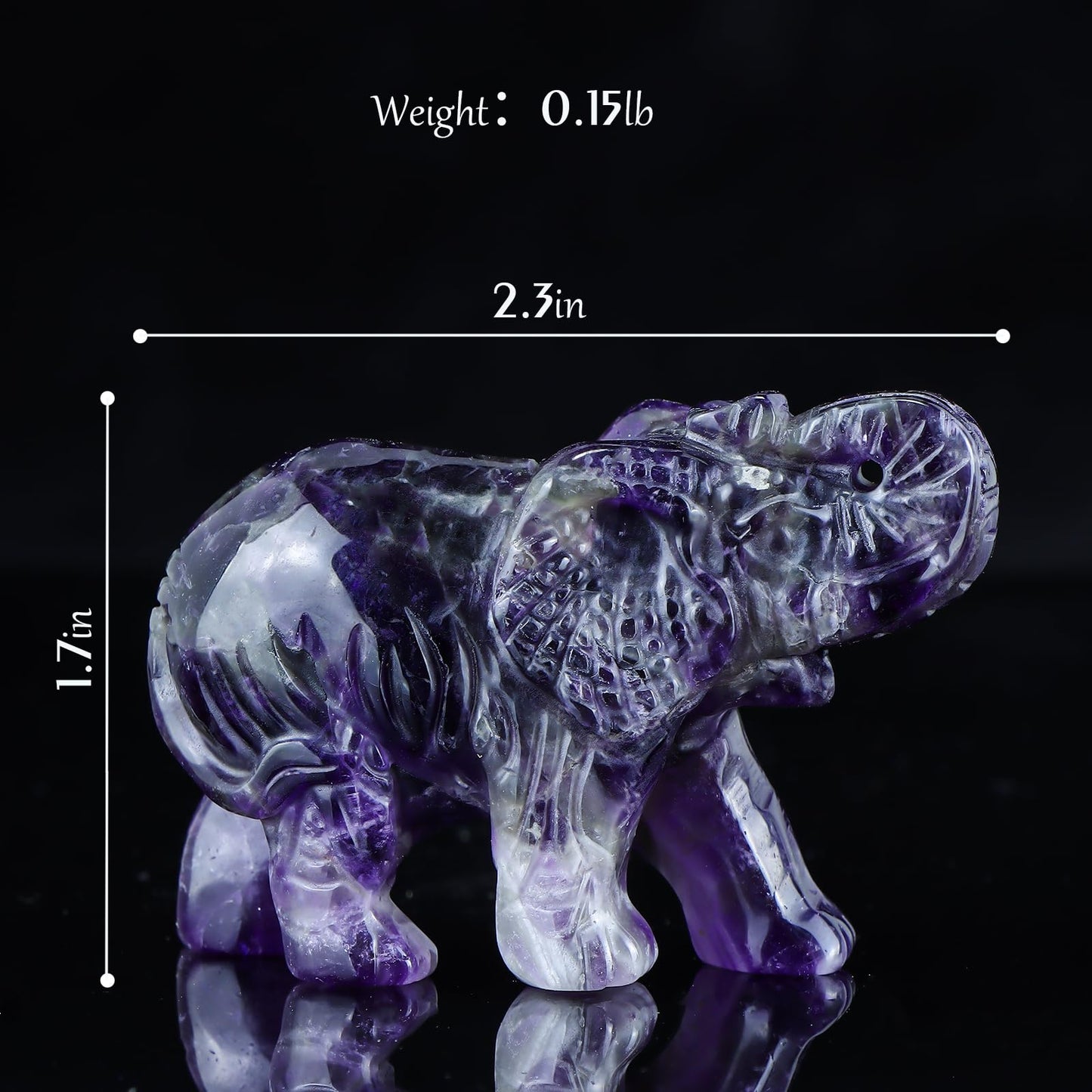 Hxswkk 2.5 Inch Amethyst Crystal Elephant Statue Elephant Figurine Elephant Sculpture Gemstone Hand Carved Healing Craft Home Office Decor Gifts