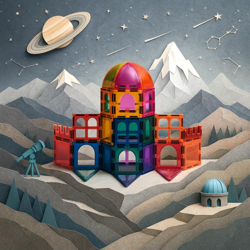 Imagimags Magnetic Building Tiles, 48 Piece Architectural Dome Set for Boys Girls Kids, Educational Creative Learning Activity Building Block Toddler Toys, Children Ages 3 Years +