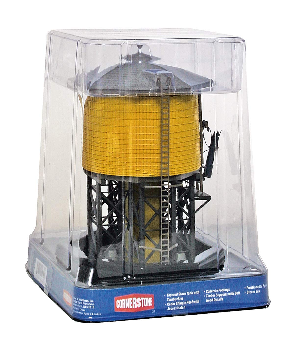 Walthers Cornerstone Wood Water Tank Yellow Ochre 933-2813 HO Scale Model Railroad - Structure Assembled Model
