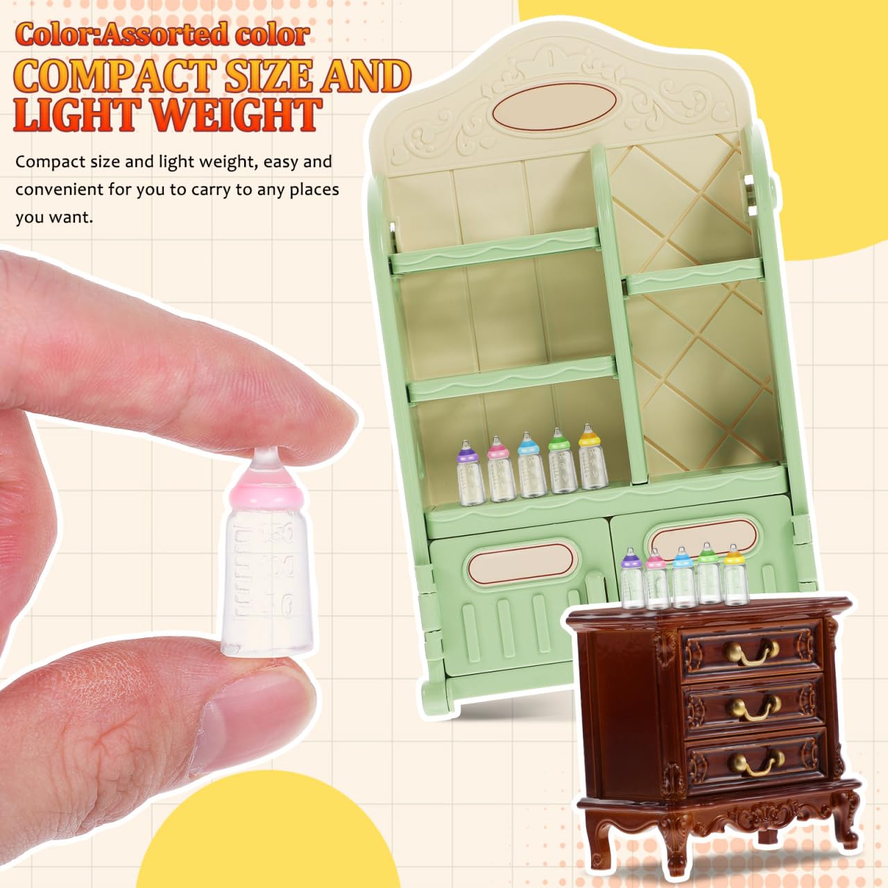 Kichvoe 30pcs Doll Bottle Set: Miniature Plastic Milk Containers Dollhouse Feeding Bottle Novelty Tiny Candy Jar for Baptism DIY Craft Party Favors