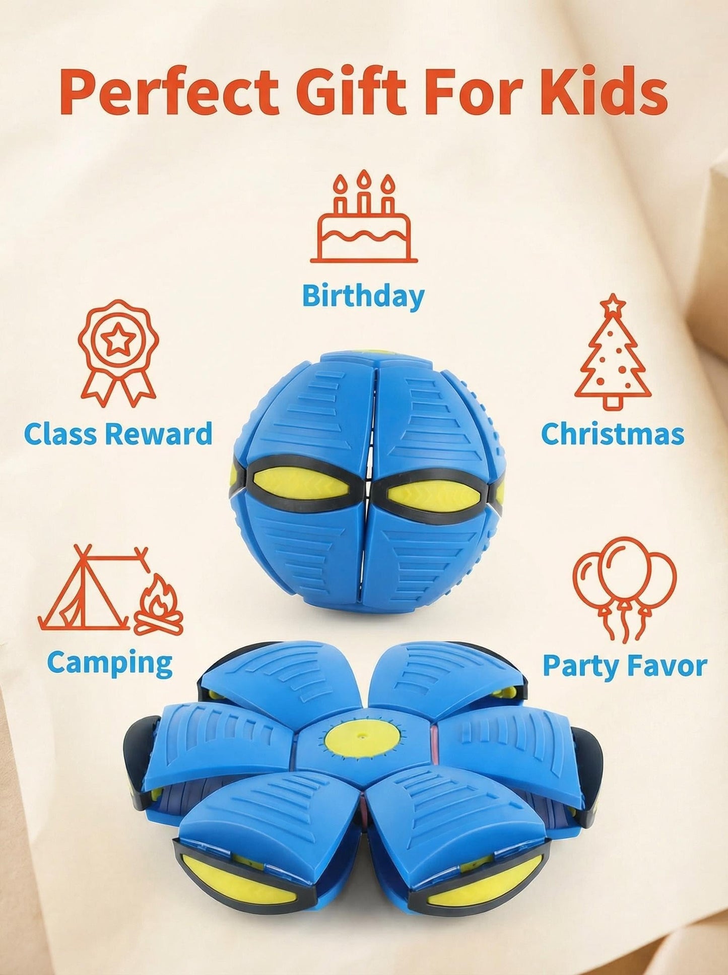 Magic Deformation Ball,Meta Ball,Metaball (2026 New Version)Kids Bouncy Ball, Interactive Flying Saucer Pop-Up Toy,Magic Energy Ball, Gift Pack,Collapsible Delay Frisbee Disc Toy with 6 Lights