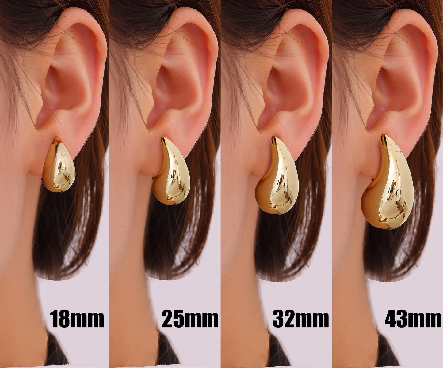 Gacimy 14K Gold Plated Teardrop Earrings Dupes for Women, Chunky Drop Earrings for Women with 925 Sterling Silver Post, 1.7 Inches