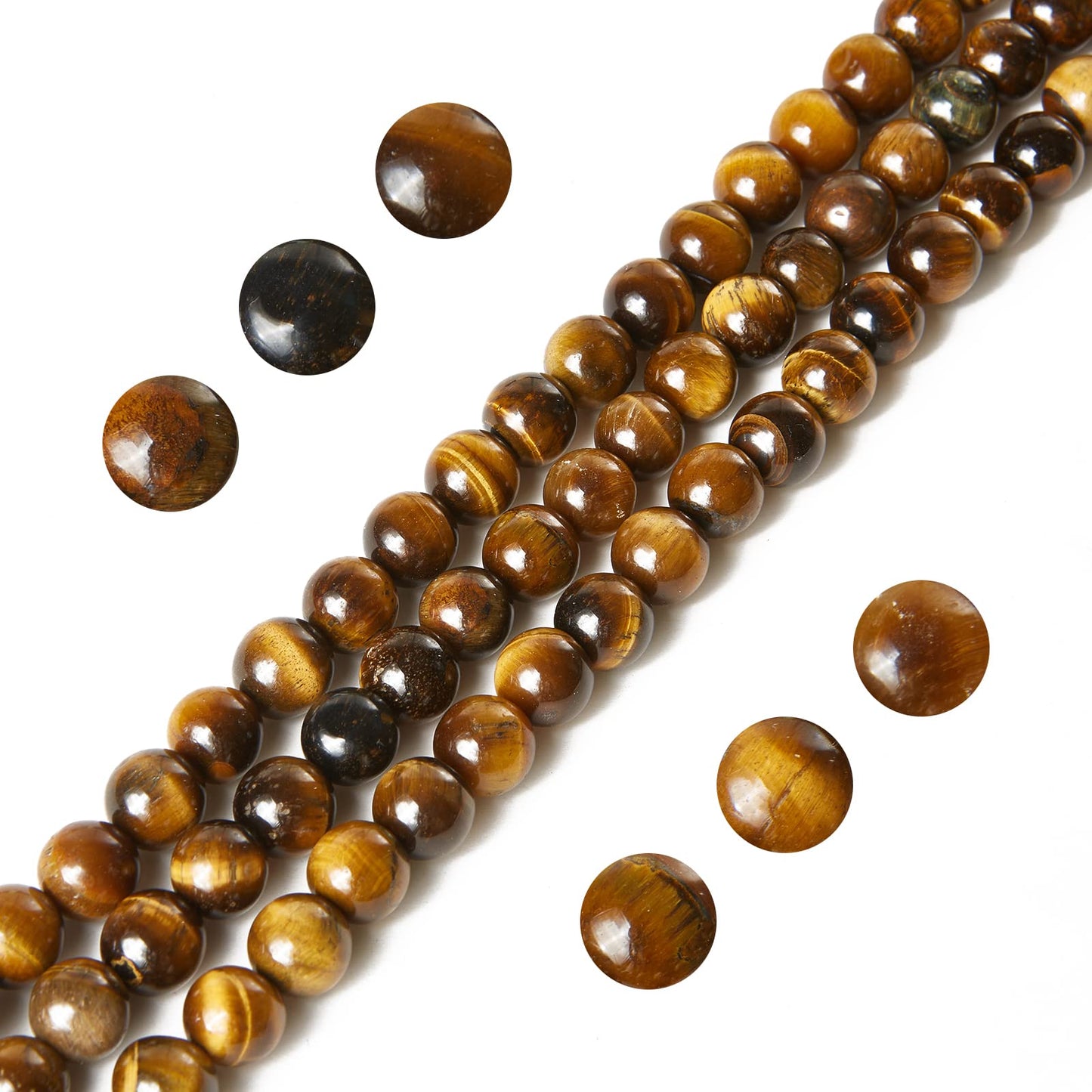 100pcs 8mm Yellow Tiger Eye Beads Natural Gemstone Beads Round Loose Beads for Jewelry Making