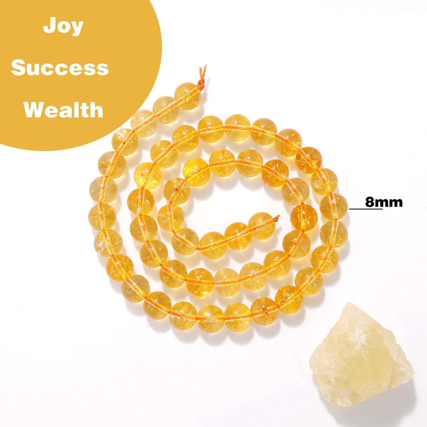 Raicegs 100pcs 8mm Citrine Beads Natural Gemstone Beads Round Loose Beads for Jewelry Making DIY Bracelets Necklace