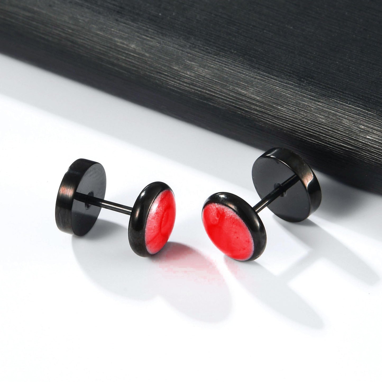 Titanium Red Screw Flat Back Earrings Hypoallergenic for Sensitive Ears Barbell Black Gold Plated Surgical Stainlesss Steel Screw Back Earrings for Women Men Punk Helix Piercing Ear Studs