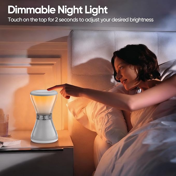 RGB Night Light Alarm Clock, Digital Alarm Clock with Hourglass Shape