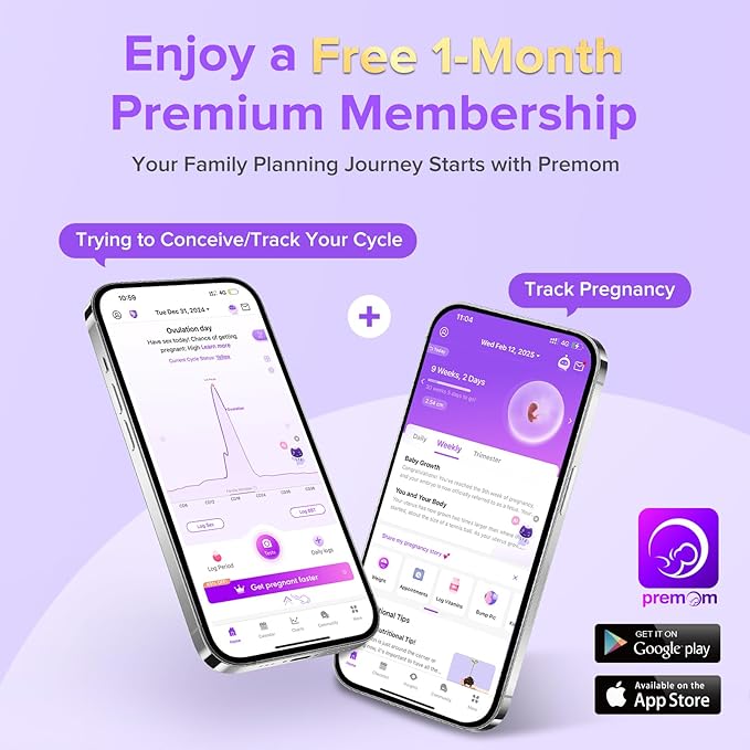Premom Quantitative Ovulation & Pregnancy Test Kit: 40 LH Strips + 10 HCG Strips + 5 Pregnancy Sticks + 2 Reusable Urine Cups | at-Home Fertility Test for Women | Smart Digital Ovulation Reader App