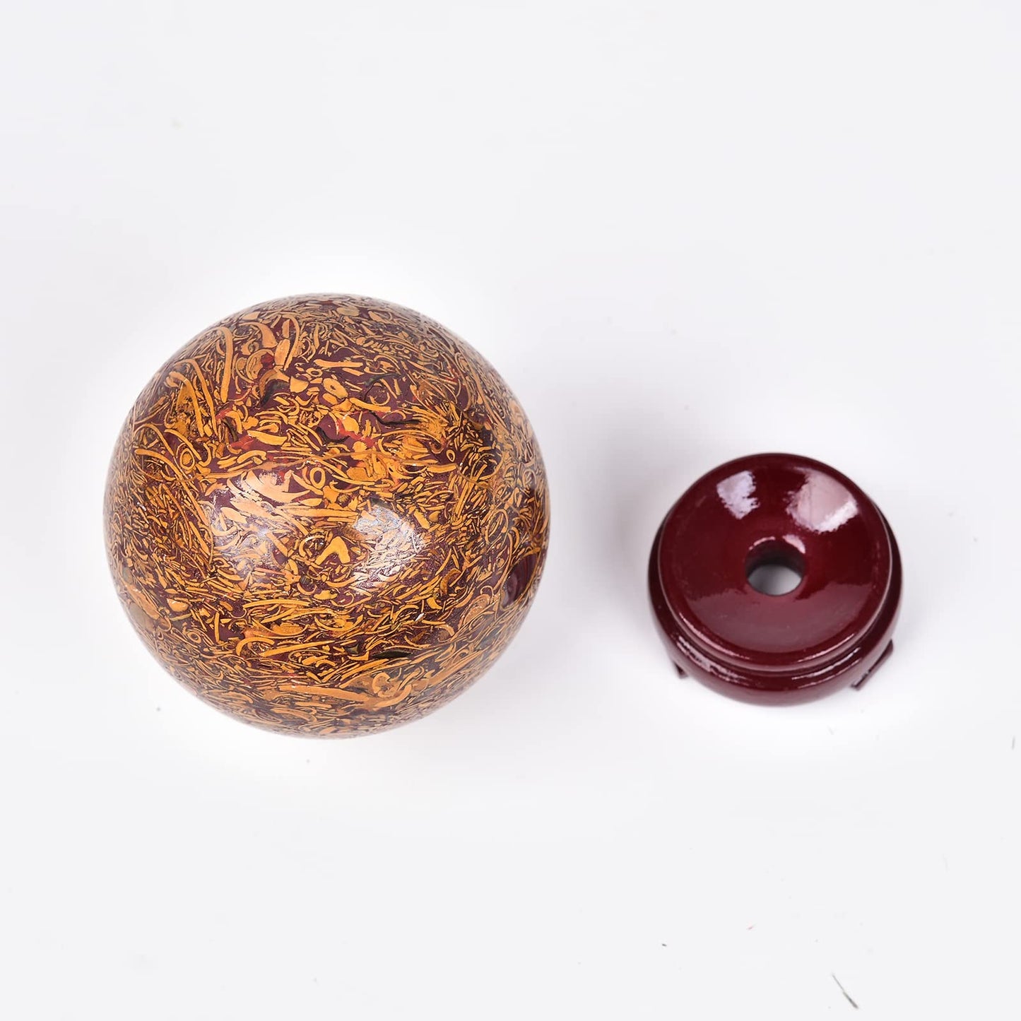 JIC Gem Reiki Healing Crystals Sphere Ball Natural Golden Silk Jade Gemstone with Decorative Stand Home Decoration (50-60mm)