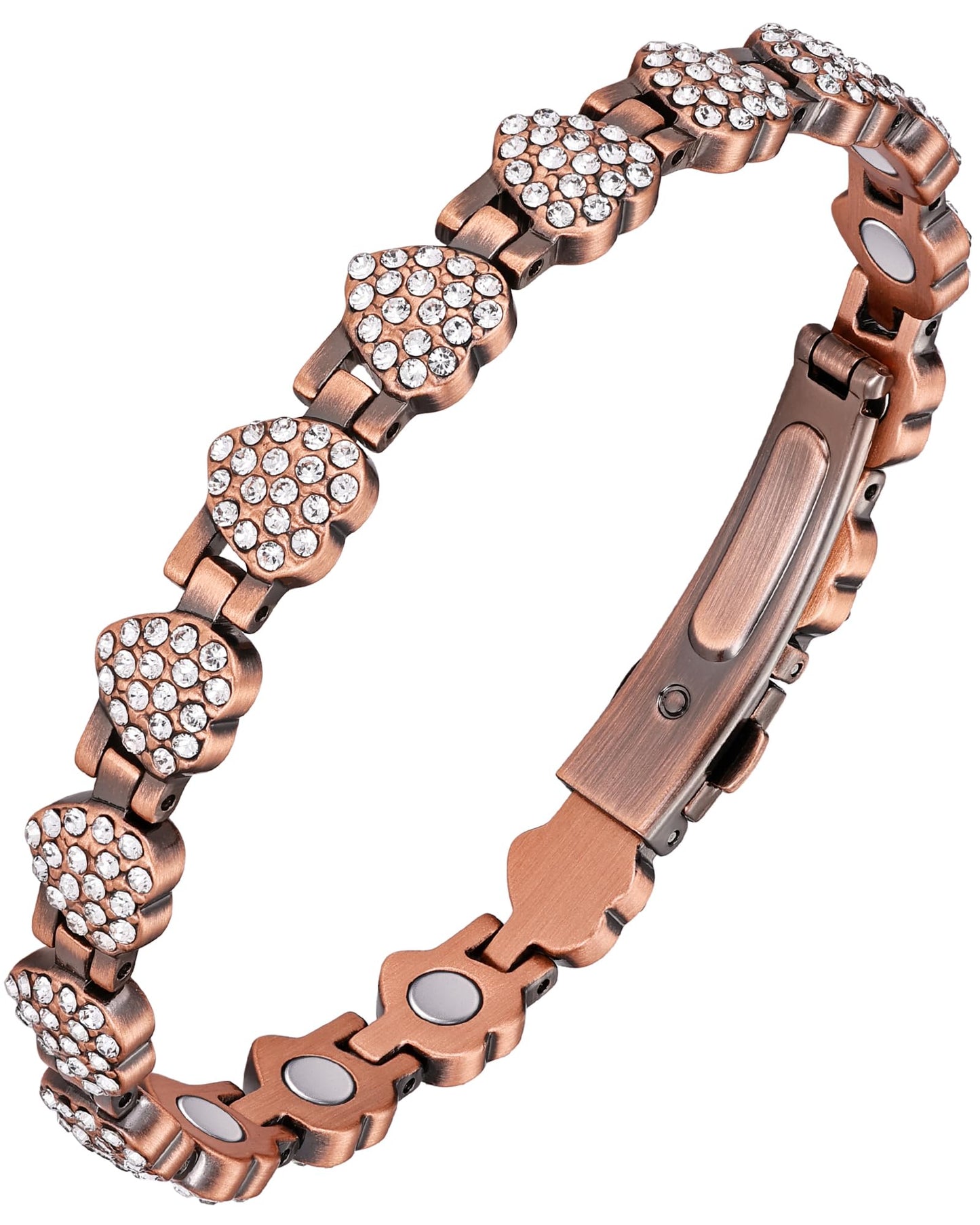 Jecanori Pure Copper Bracelets for Women, Effective Magnetic Bracelets with Sparkling Rhinestones, Adjustable Copper Jewelry Gift