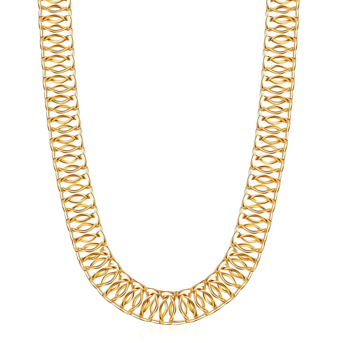 Barzel 18K Gold Plated Mesh Necklace, 16-20 inches, High Polish Finish, Waterproof, Tarnish Free (18 Inches)