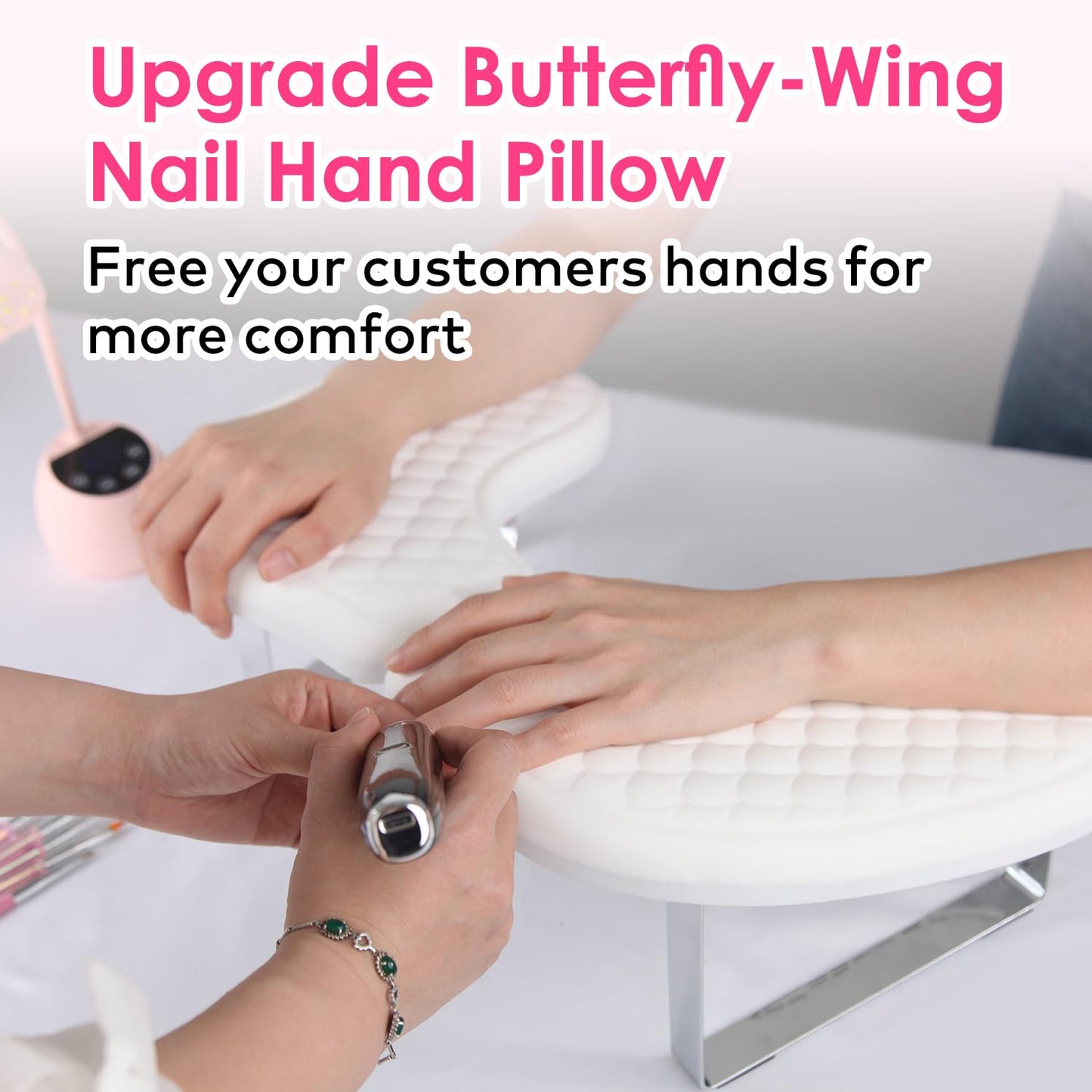 Nail Arm Rest for Nails Tech, BORNBYME Update PU Leather Fish Pattern U-shaped Hand Nail Stand Rest for Manicure, White