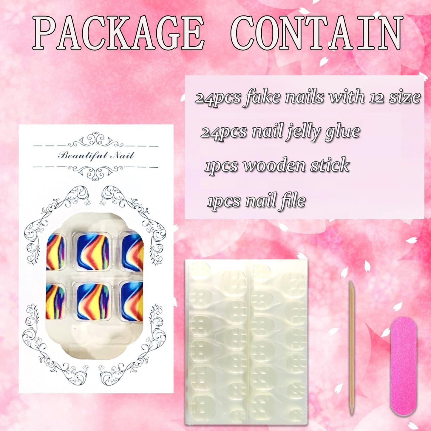 FIEONCIY Press on Toenails with Designs Acrylic Fake Nails for Toe Artificial False Nails with Charms Glue on Toe Nails for Spring Summer Stick on Toenails for Women Girls(JY158)