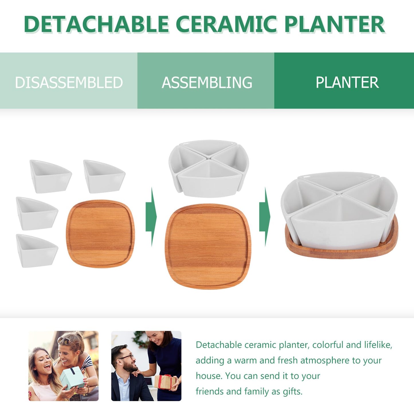 NULYLU 4pcs Mini Ceramic Succulent Flowerpot Set with Saucers, White Desktop Planters for Indoor Gardening and Small Plant Pots