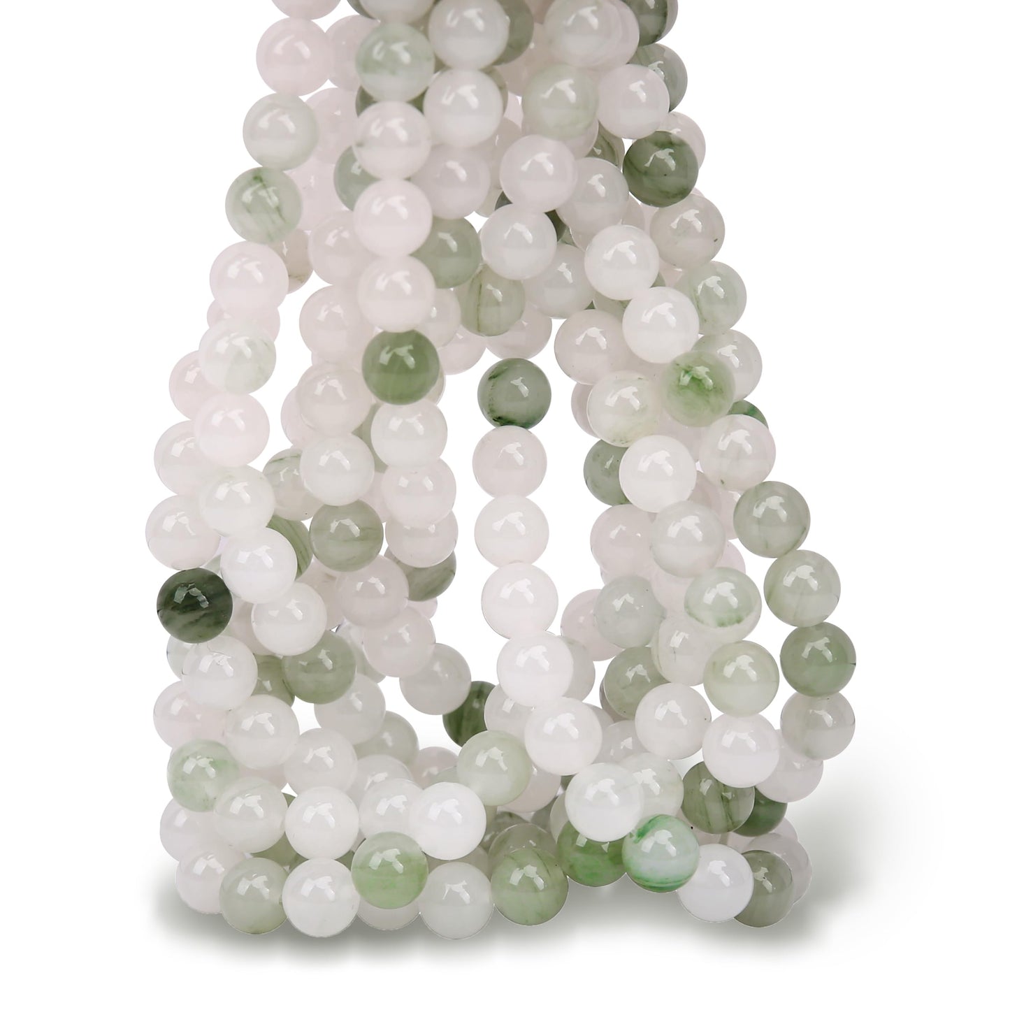 70PCS Natural 8MM Healing Gemstone, Iceberg Jade Energy Stone Round Loose Beads, Semi-Precious Crystal Beads with Free Elastic String for Jewelry Making DIY