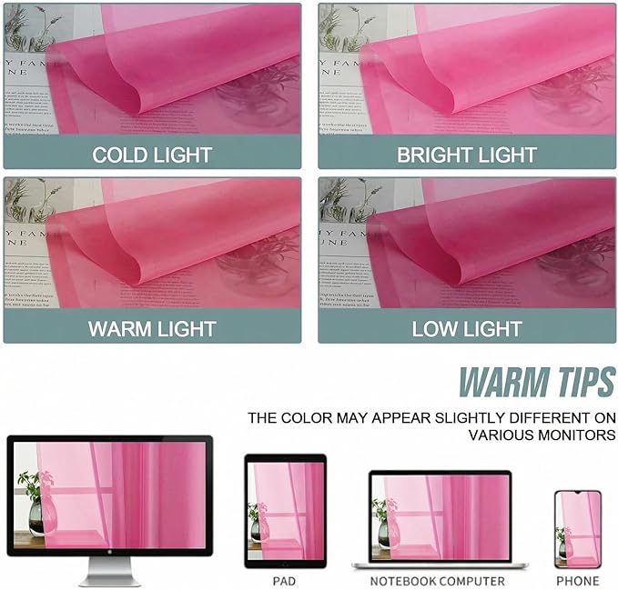Sheer Curtains 84 Inches Long 2 Panels, Elegant Airy Transparent Light Filtering Window Curtains, Window Drapes for Living Room Bedroom, Top Dual Rod Pocket Design, Hot Pink, 2x42Wx84L Inches