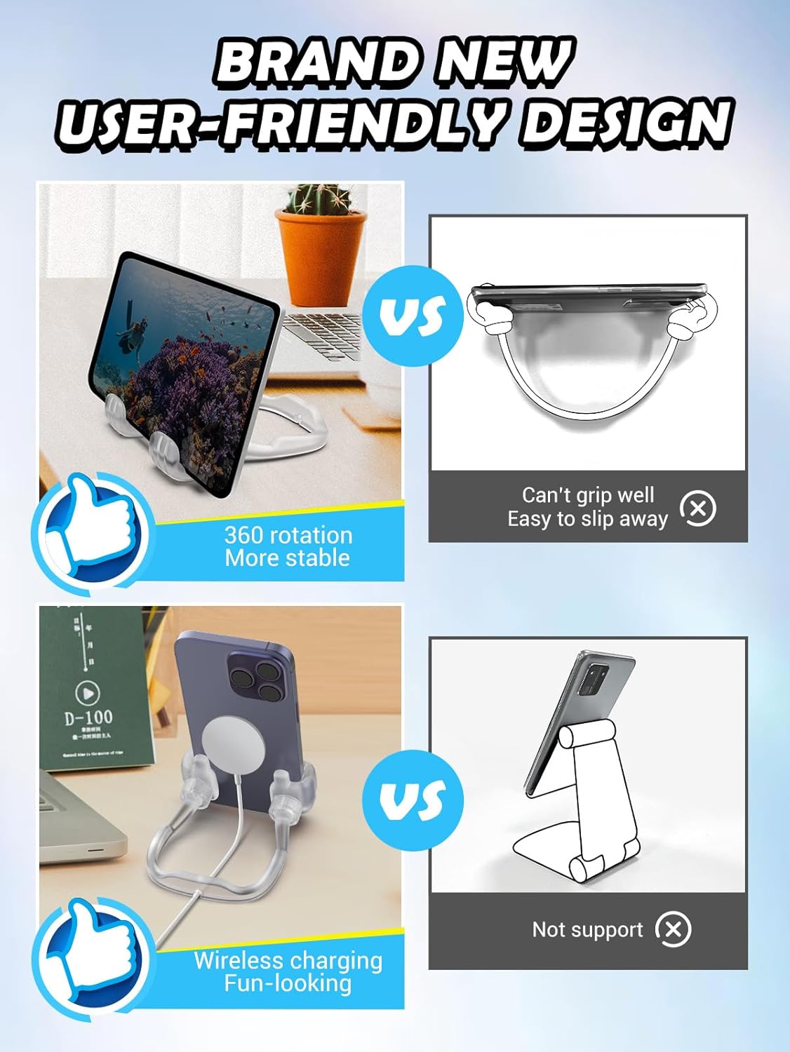 Cell Phone Stand Thumbs Up Lazy Phone Stand - Phone Holder 2025 College Graduation Gifts for Her Him Cellphone iPhone Stand for Desk Birthday Gifts for Teens Girls Boys Adults Women Men Wife