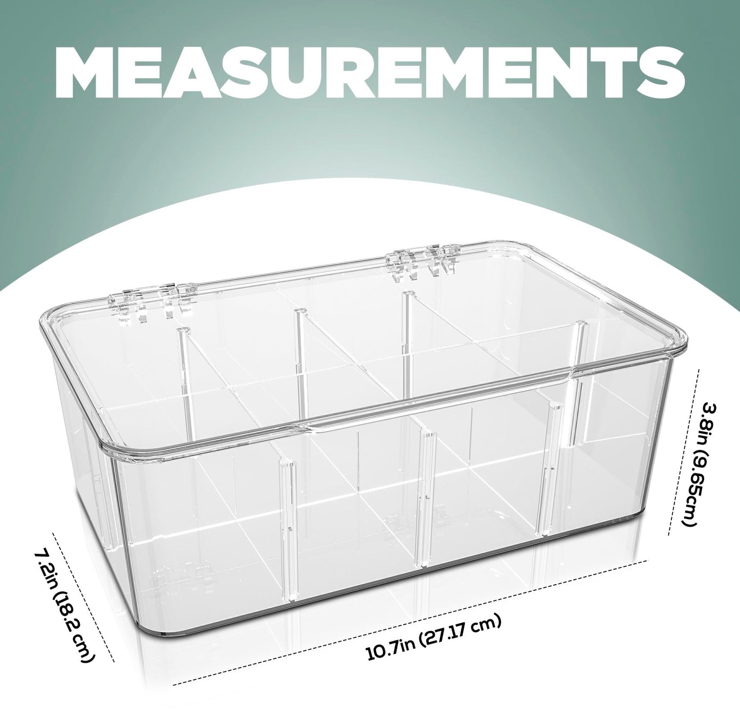 Utopia Home - Tea Bag Organizer With Lids, (1 Pack) Clear Pantry Storage Box - Stackable Partition Organizers or Holder With Lids For Drawers, Countertops, Fridge, Kitchen, Snack & Spice Organization
