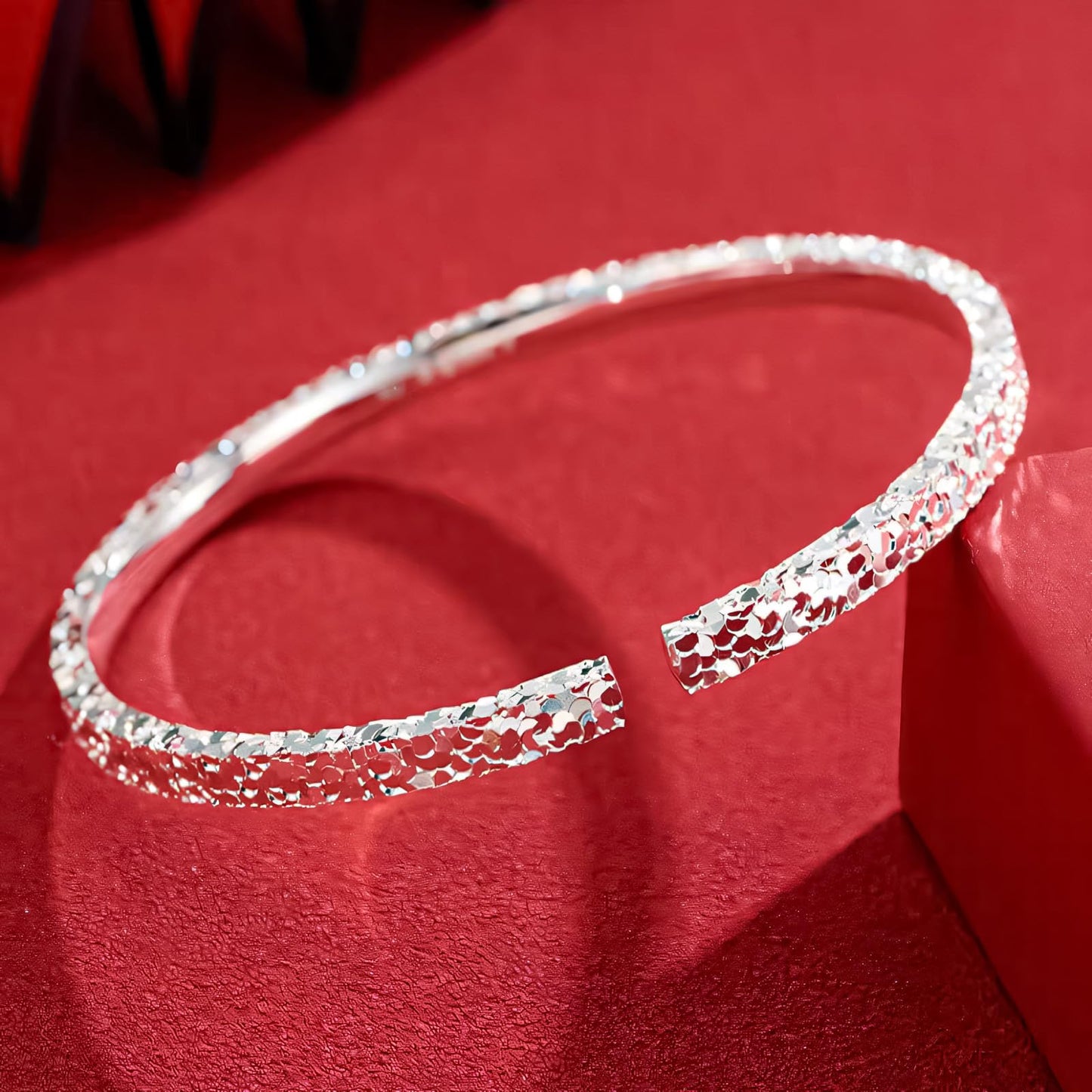 Handmade 925 Sterling Silver Bangle Bracelet For Women Hammered Bangles Open Adjustable Bangle For Women Stackable Statement Textured Bangle Bracelet Simple Dainty Silver Thin Bangle Jewelry For Women