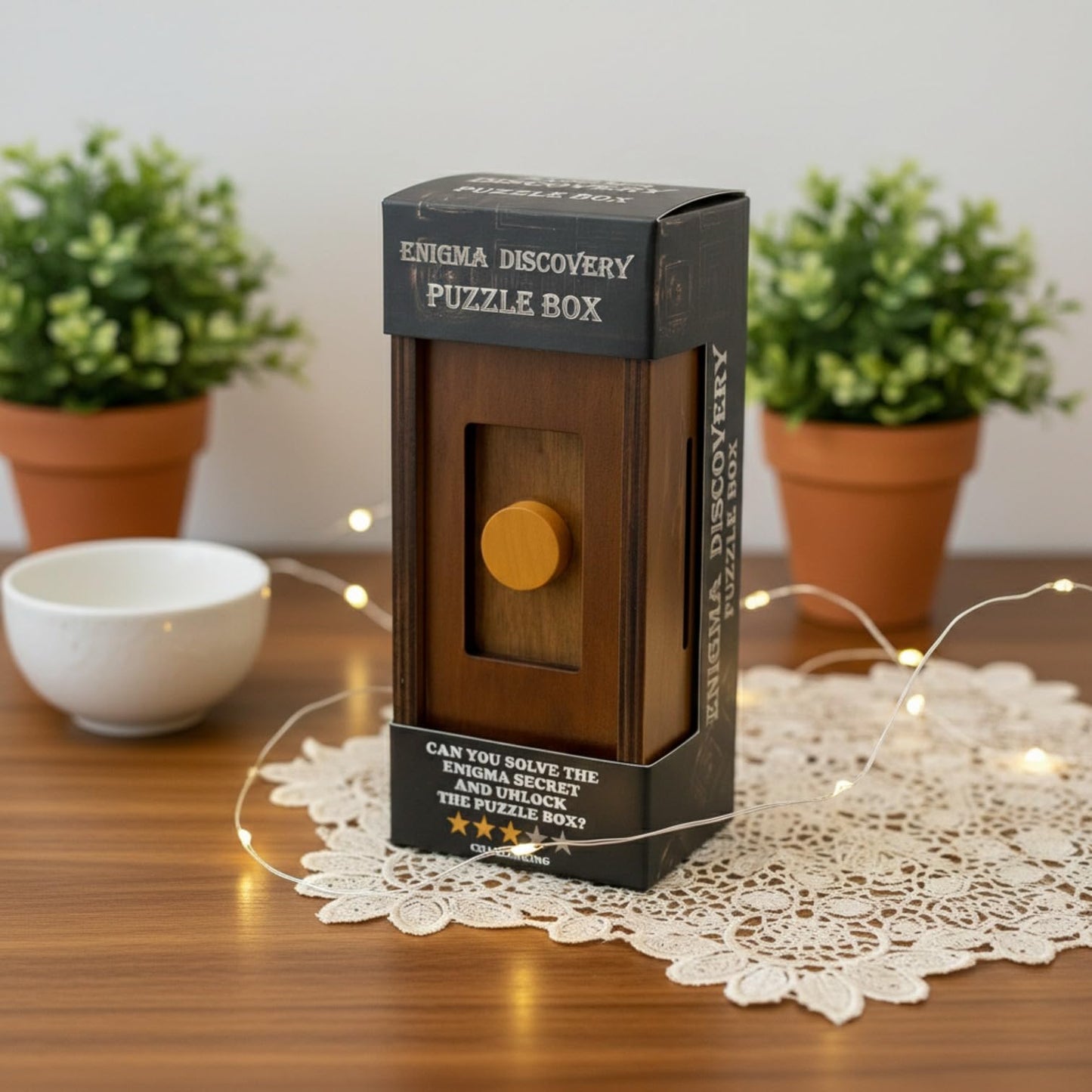 Puzzle Box Enigma Secret Discovery - Money and Gift Card Holder in a Wooden Magic Trick Lock with Hidden Compartment Piggy Bank Brain Teaser Game