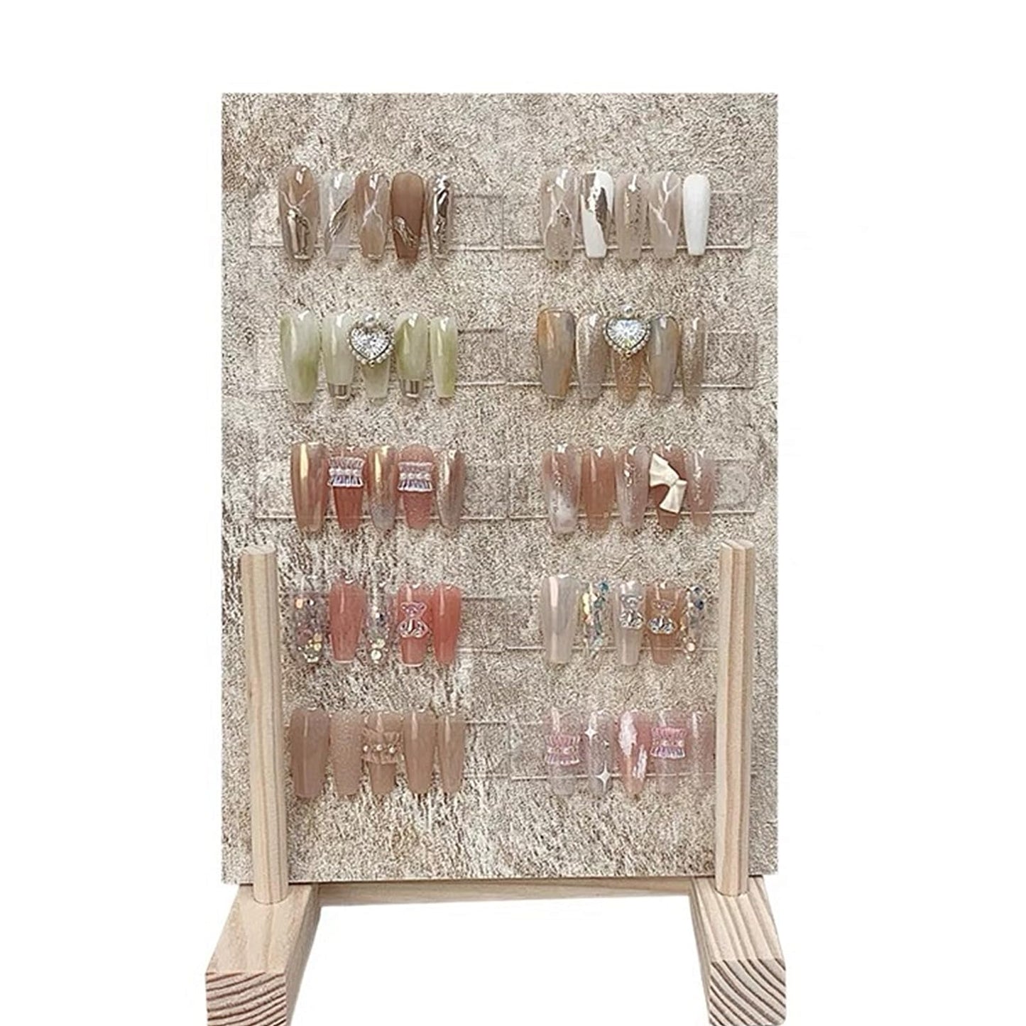 TANG SONG 1 Set Nail Art Display Board 3 Colors of Display Board With 3 Grids Wooden Stand For Display Finished Nail Art