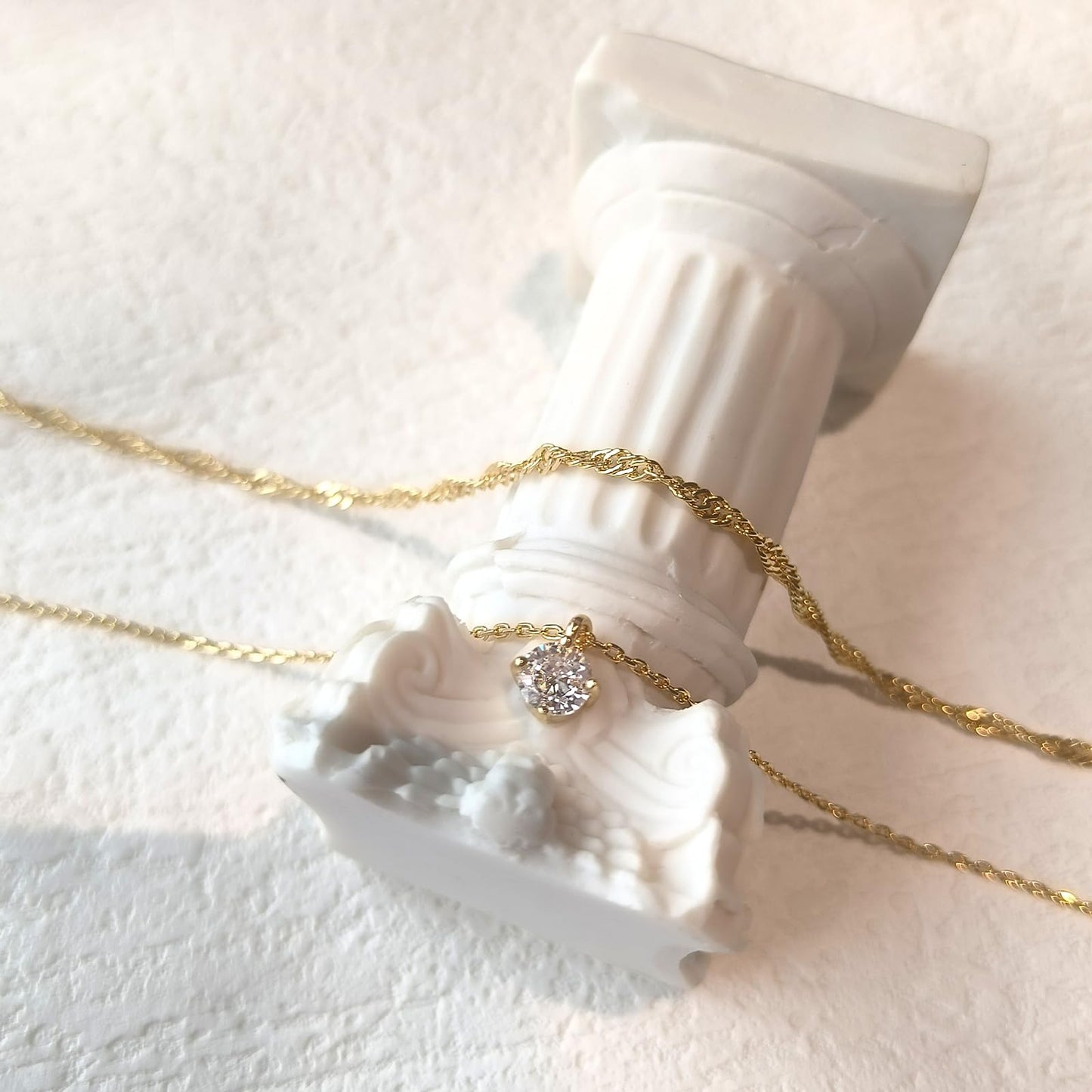 Zeffy Dainty Layered Necklaces Diamond Necklaces Simple CZ Solitaire Pendant Necklace Cute Chain Choker for Women Trendy