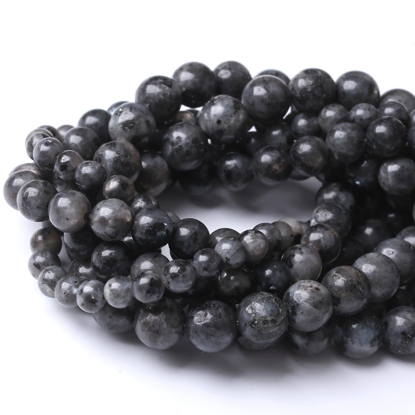 10MM Black Larvikite Round Loose Beads Natural Gem Beads Crystal Energy Stone Beads for Jewelry Making DIY Bracelet Necklace