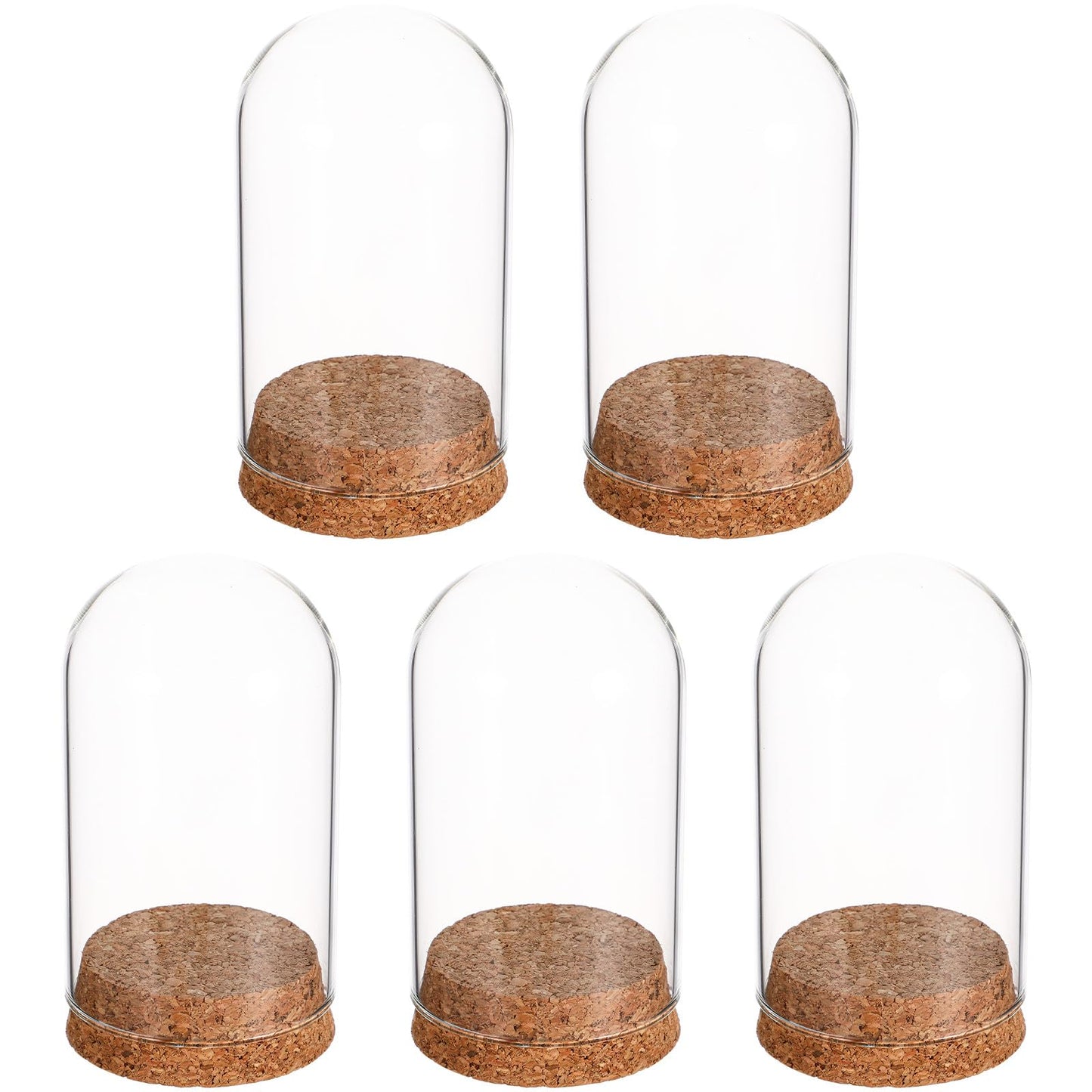 LIOOBO Glass Cloche Bell Jar with Cork Base, Tiny Display Dome for Eternal Flower And Micro Landscape, Clear Terrarium Container Bulk 5 Pack