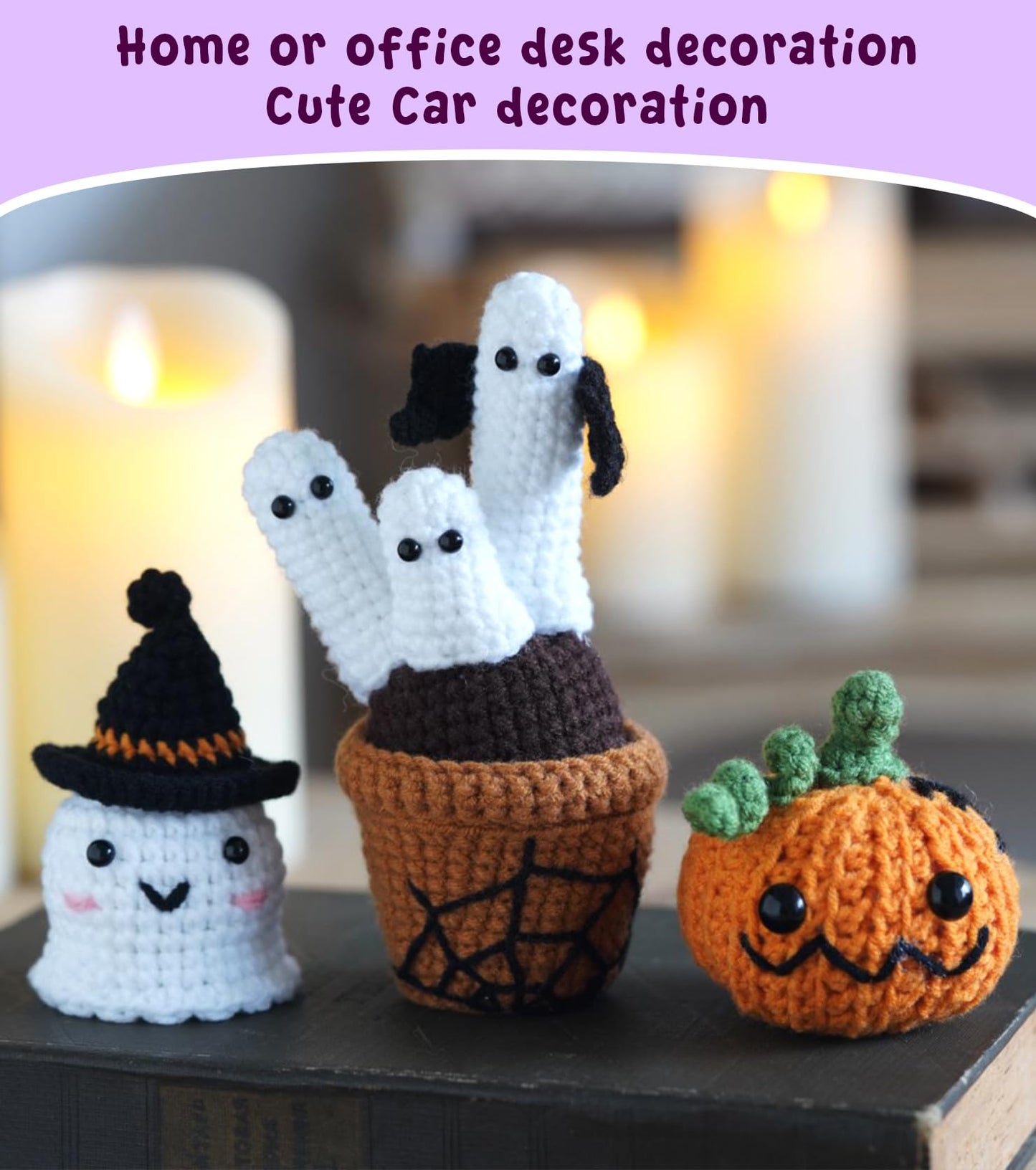 Spearlcable Crochet Starter Kit, Crochet Kit for Beginners with Step-by-Step Video Tutorials, DIY Knitting Kit Halloween Pumpkin Decor for Adults with Gift Box (Halloween Decor Set)