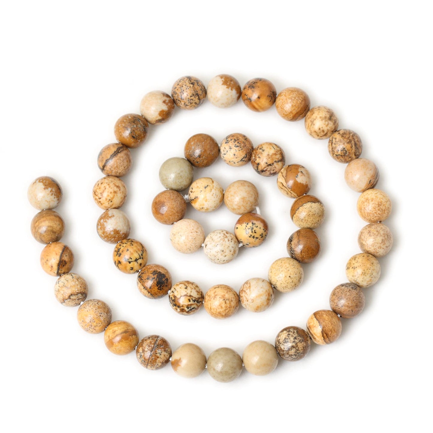 CHEAVIAN 45PCS 8mm Natural Picture Jasper Stone Round Loose Beads for Jewelry Making DIY Findings 1 Strand 15"