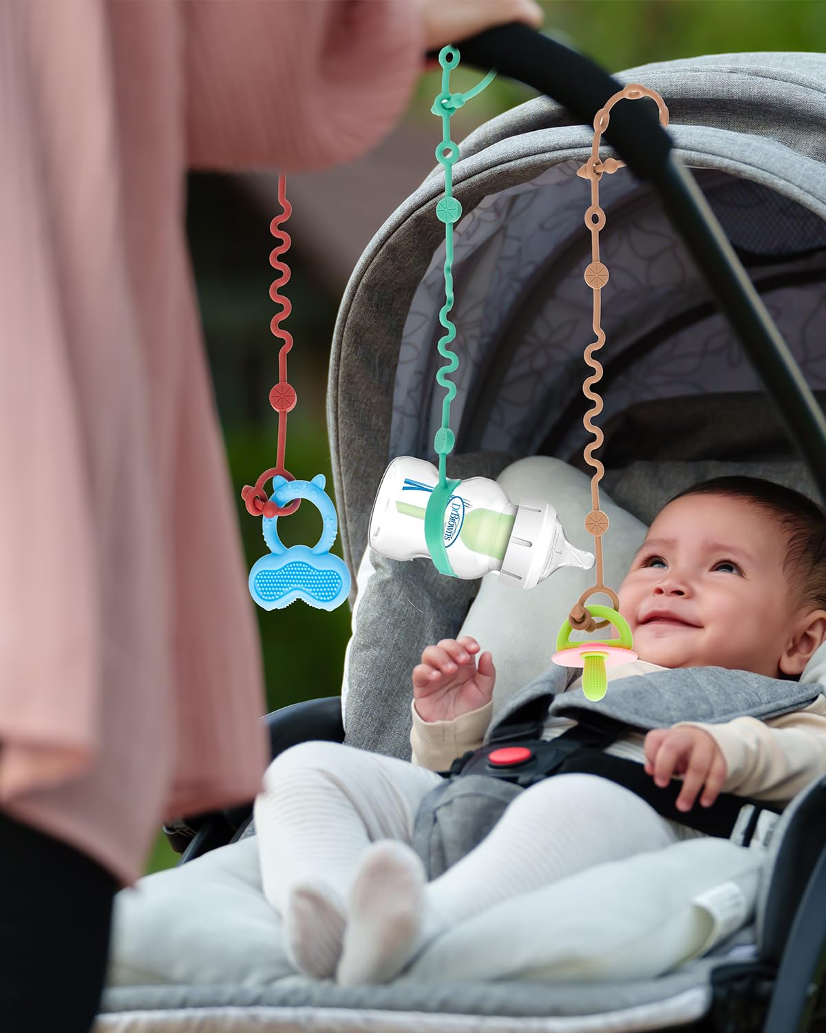 LittleHugs Toy Straps for Baby, Adjustable Toy Holder for Stroller Accessories, Silicone Baby Tether Pacifier Clip, No Throw Baby Travel Essential Leash for High Chair, Car Seat (7- Pack)