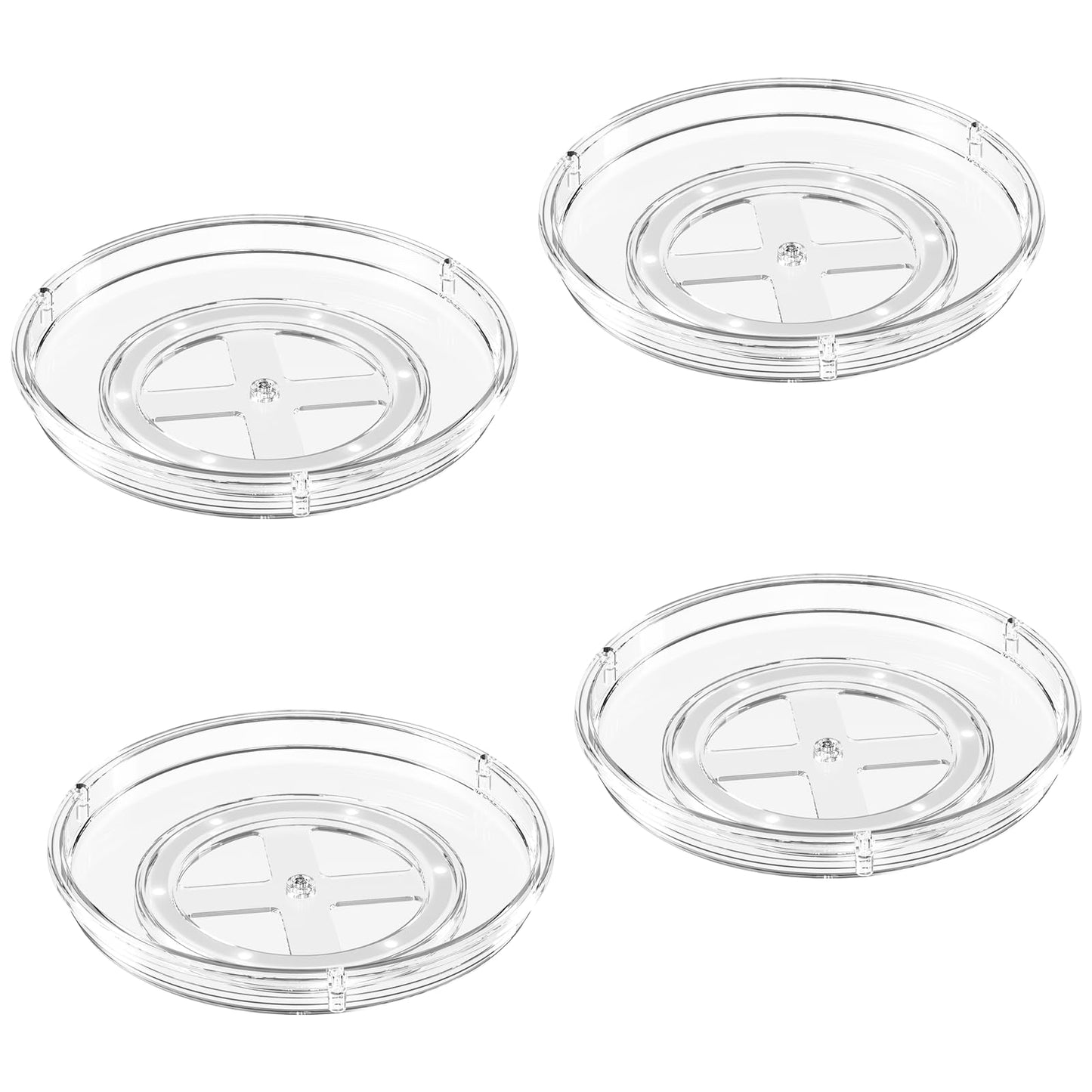 LAMU 4 Pack 9.25in Lazy Susan Organizer, Clear Lazy Susan Turntable for Cabinet, Refrigerator, Table Top, Kitchen, Bathroom, Pantry Organizers and Storage