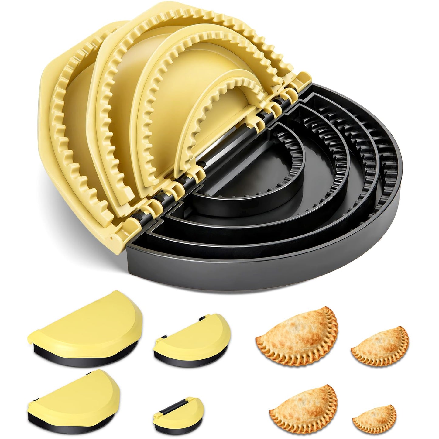 Zenflux 4-in-1 Portable Tortilla Sealer and Crimper - Quesadilla Maker & Empanada Press with 4 Detachable Sizes (4, 6, 8, 10 Inch), Create Sealed Quesadillas, Burritos, Dumplings, Black and Yellow