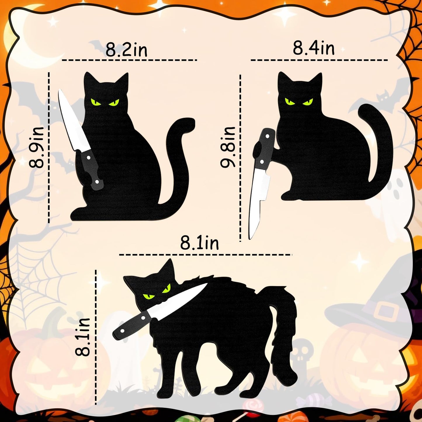 HESUSLA Scary Black Cat Halloween Wall Decor, Black Cat Halloween Decor, Dark Style Wall Art for Entryway, Kitchen, Bathroom, Living Room,Spooky Chic Home Decorations
