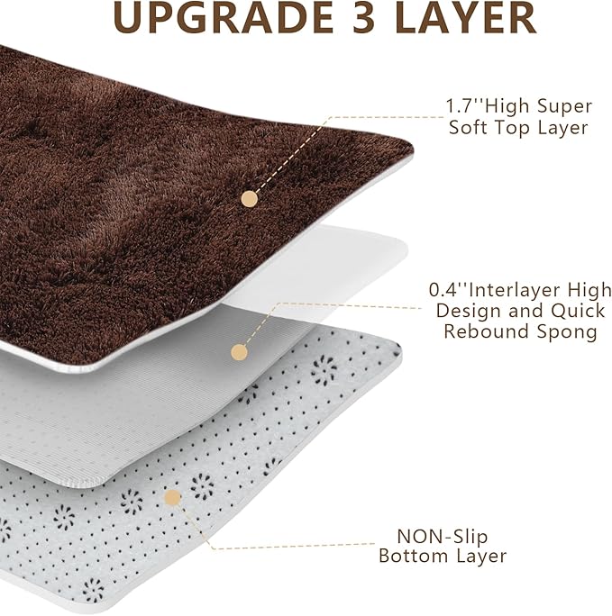Shag Area Rugs for Bedroom Living Room,5X8 Ultra Soft Fluffy Area Rugs for Dorm, Indoor Carpet Nursery Rugs for Kids Room Home Decor,Brown