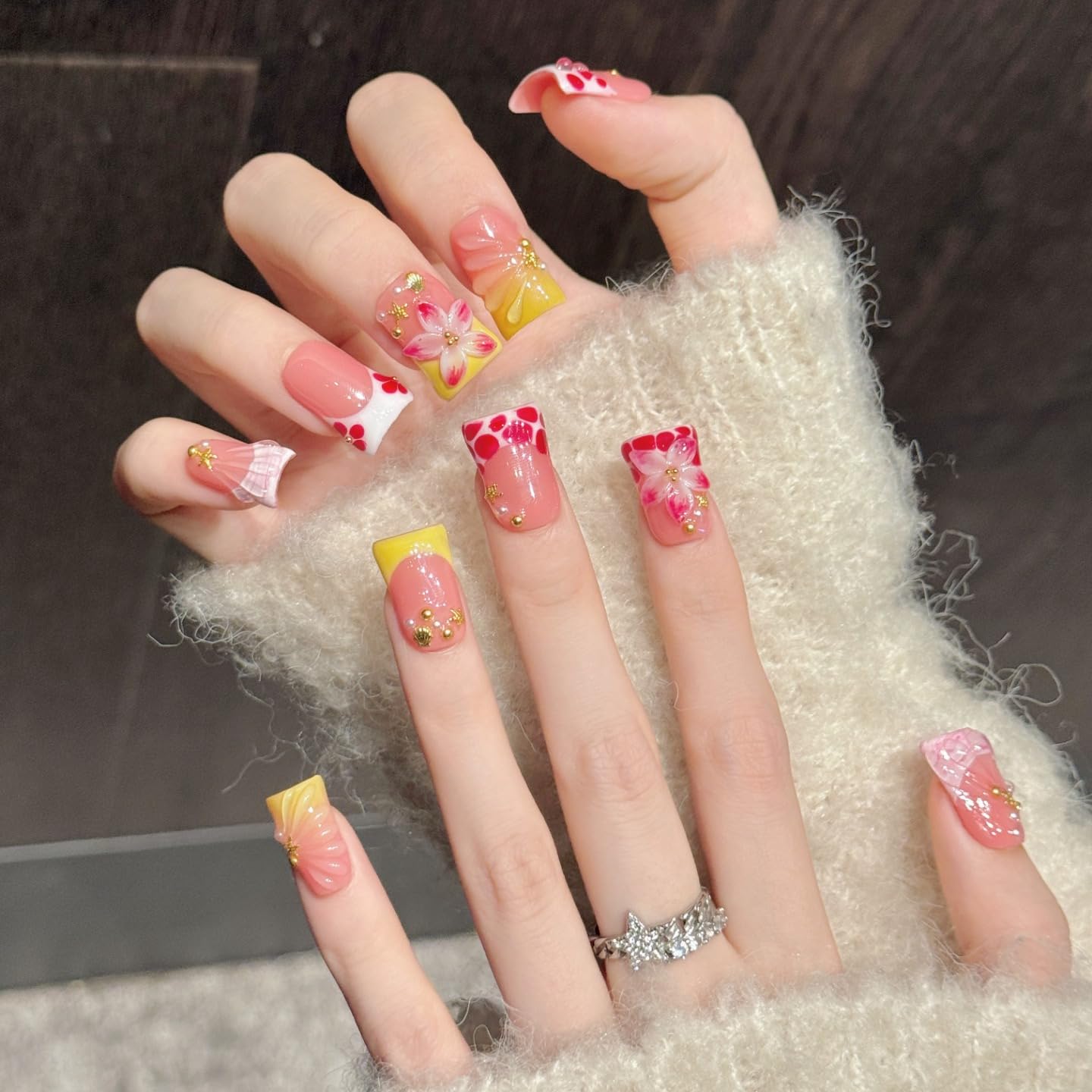 handmade press on nails long coffin (Short)