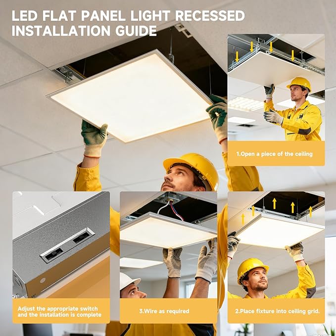 2 Pack 2x4 LED Flat Panel Light Drop Ceiling Office Fixture,Surface Mount Drop Ceiling Fixture,9576LM, 30W/40W/50W/60W/72W Selectable,3000K/3500K/4000K/5000K/6500K 5CCT,Dimmable (0-10V),ETL Listed