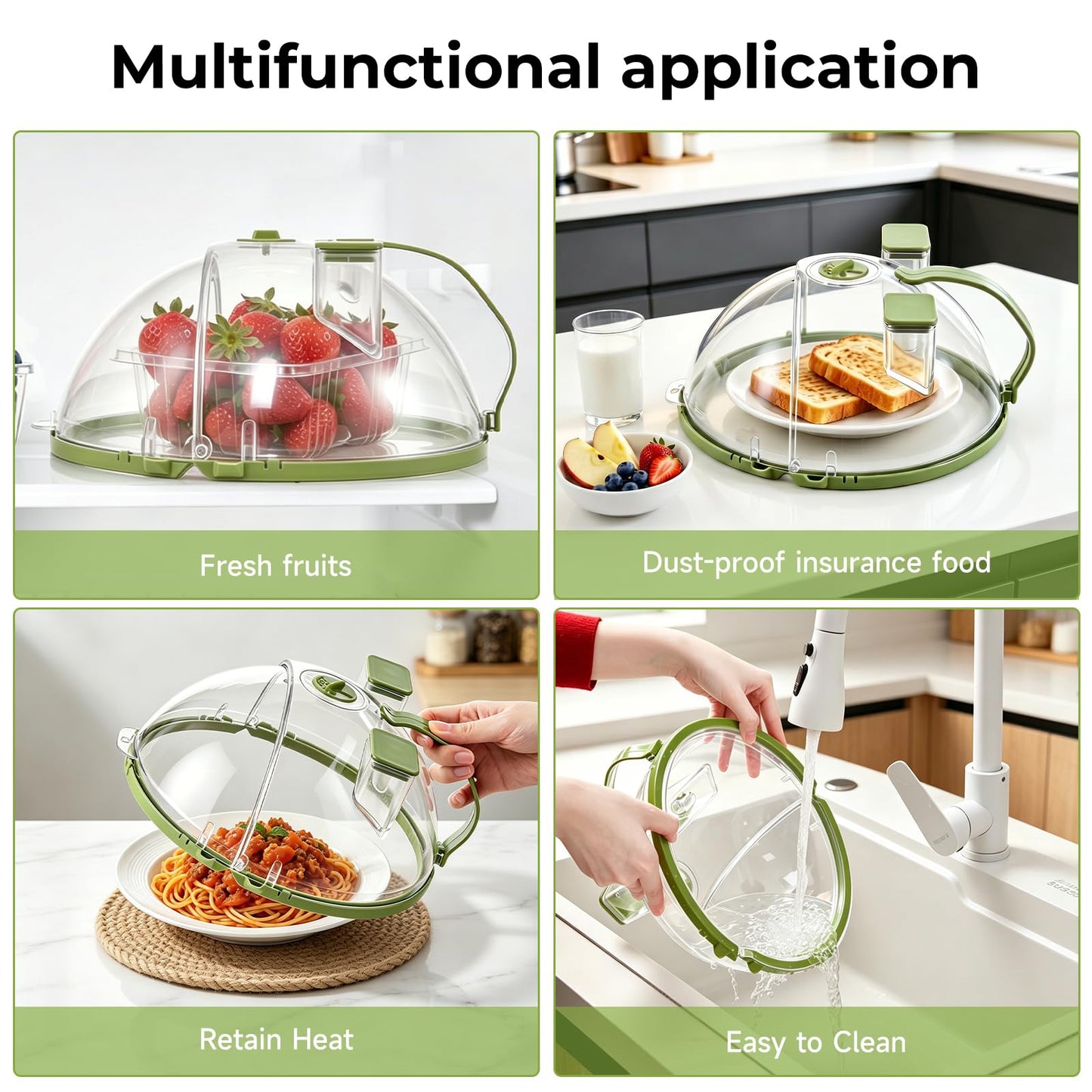 UFORU Upgraded Foldable Microwave Splatter Cover with Water Steamer,10 Inch Microwave Cover for Food,Clear Plastic Plate Cover with Handle,Space-Saving Splatter Guard for Microwave